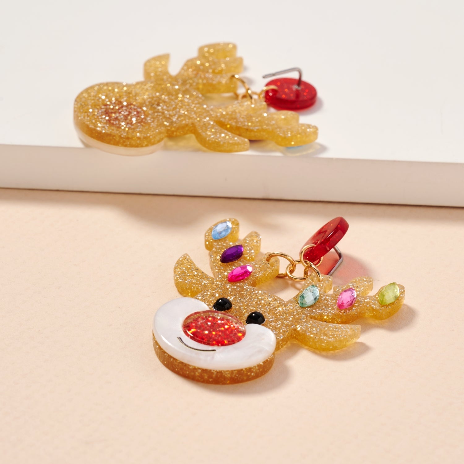 Rudolph Reindeer Drop Earrings – Festive Holiday Charm