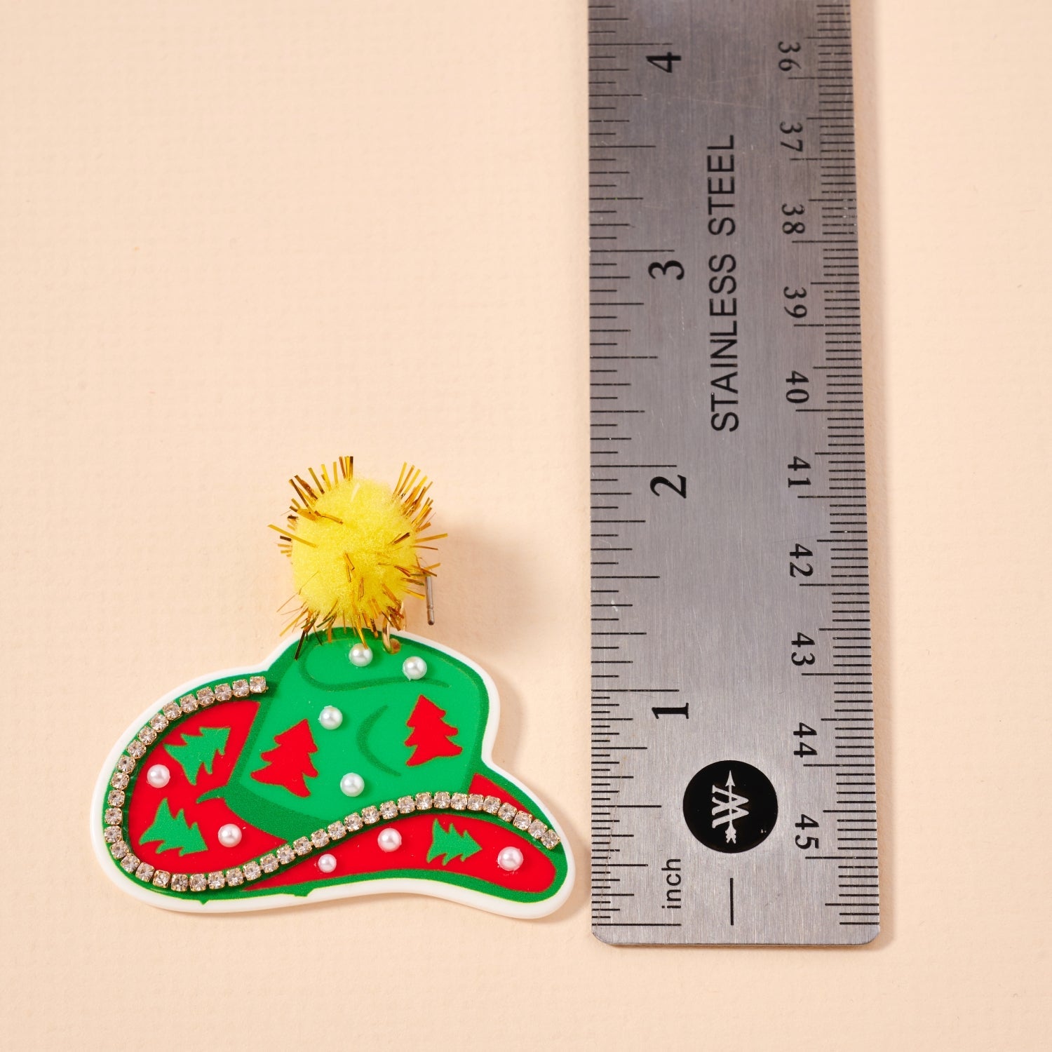 Christmas Pom Pom Cowboy Hat Holiday | Drop Earrings