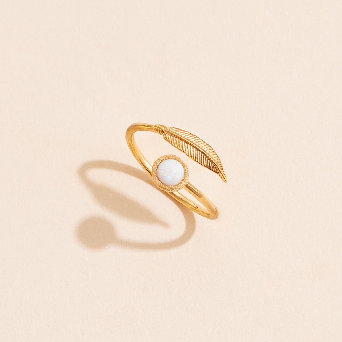 Opal Charm Gold Dip Ring