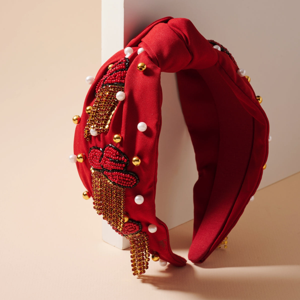 Tassel Headband with Seed Beads & Pearls