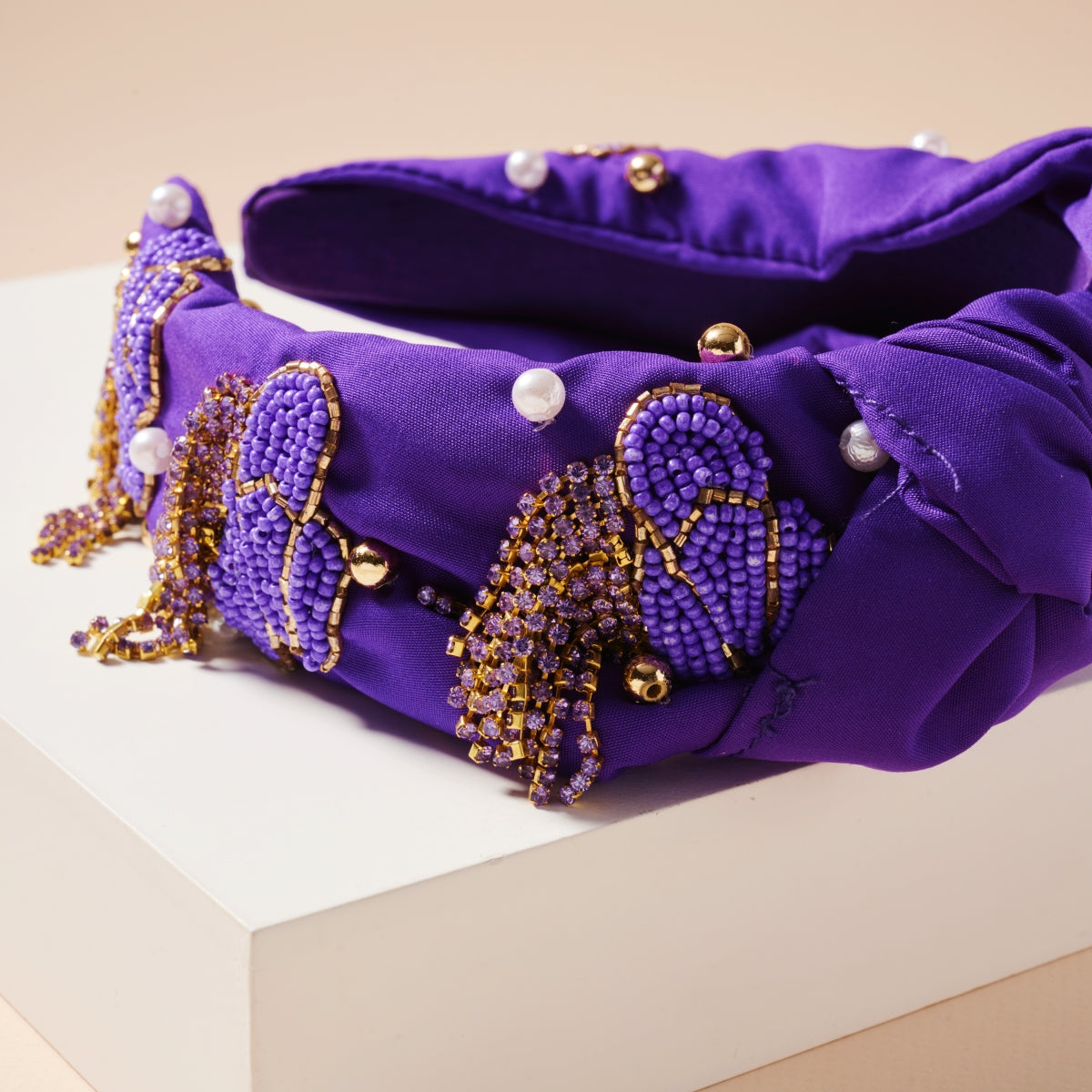 Tassel Headband with Seed Beads & Pearls