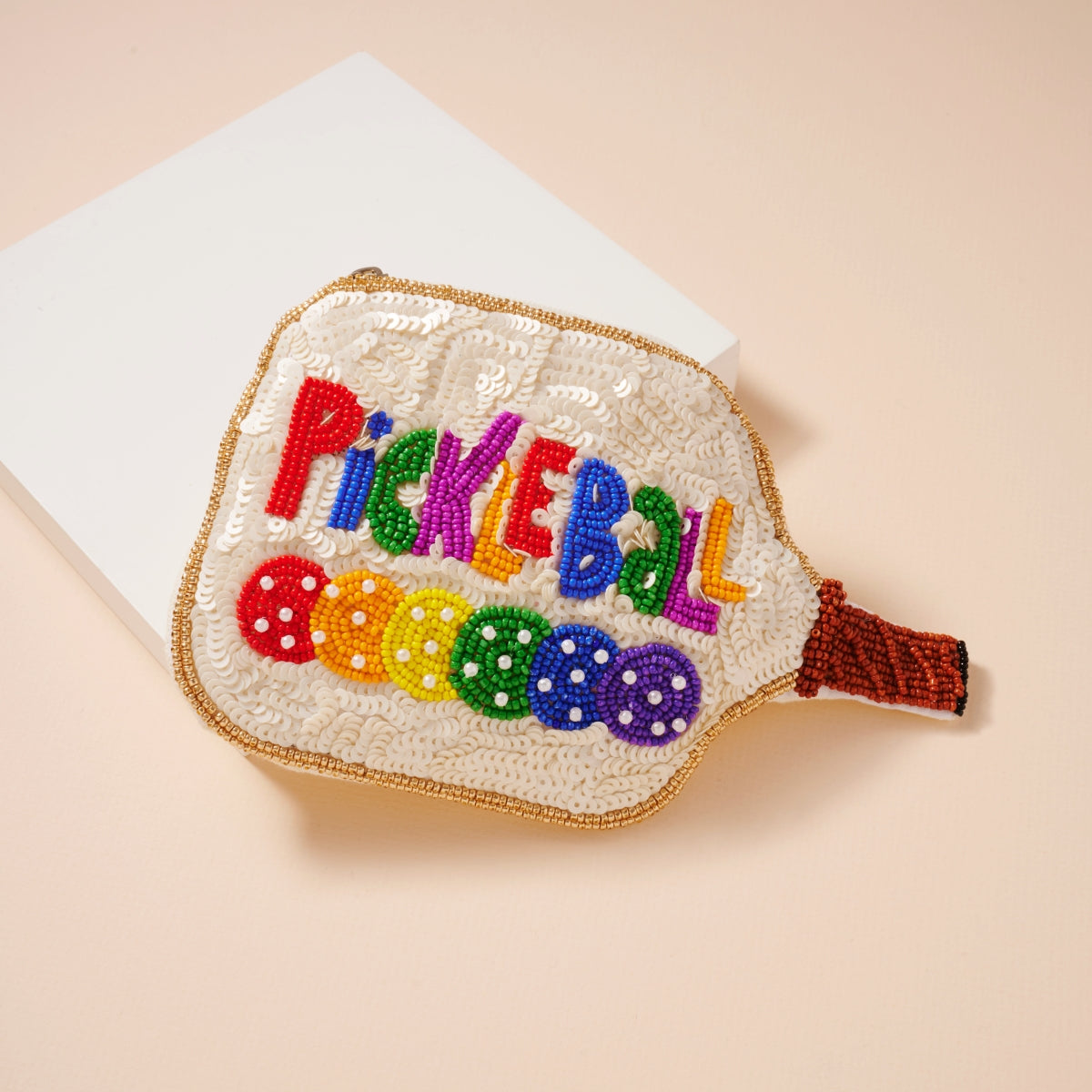 Trendy Pickleball Beaded Coin Pouch