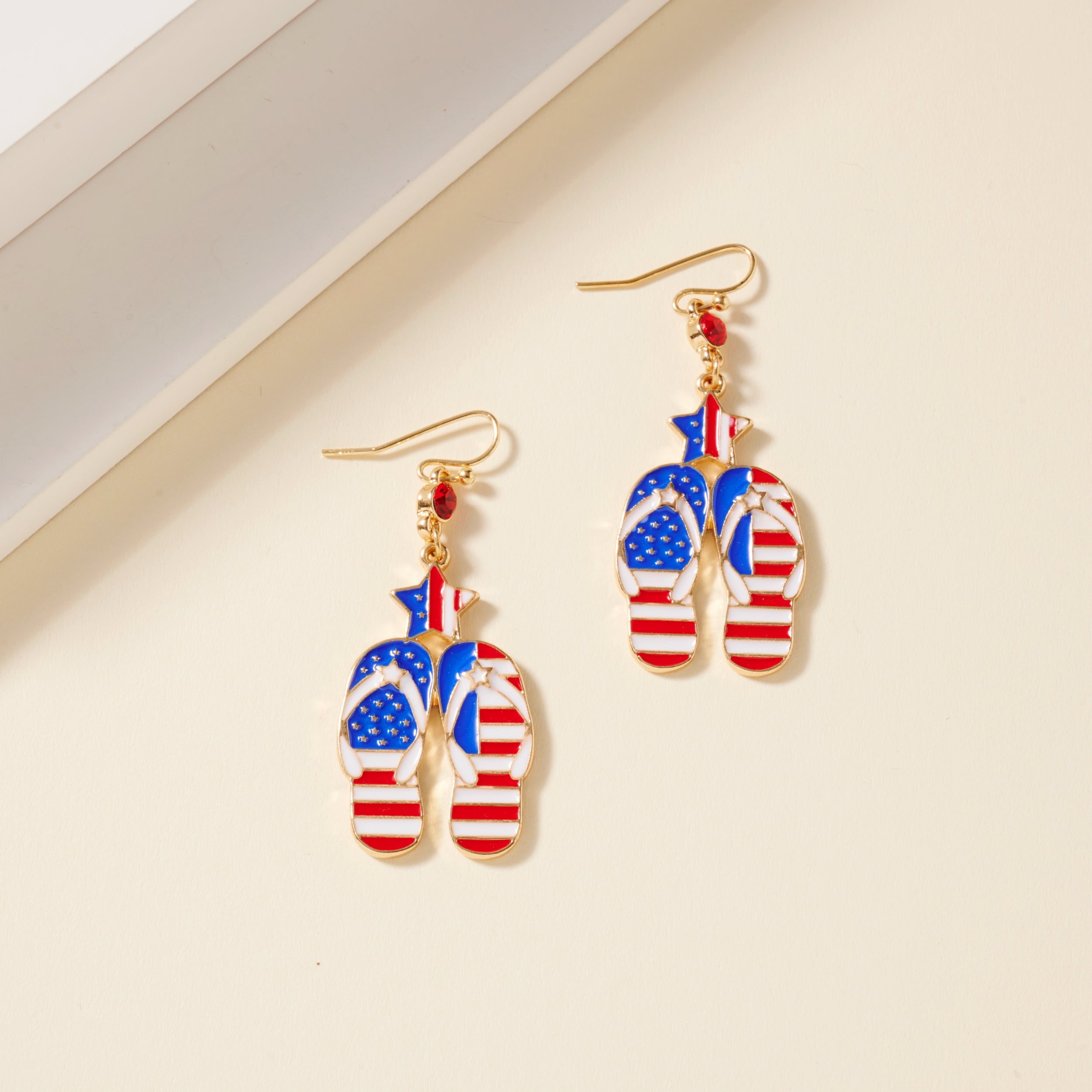 Patriotic USA Flag Flip Dangling Earrings