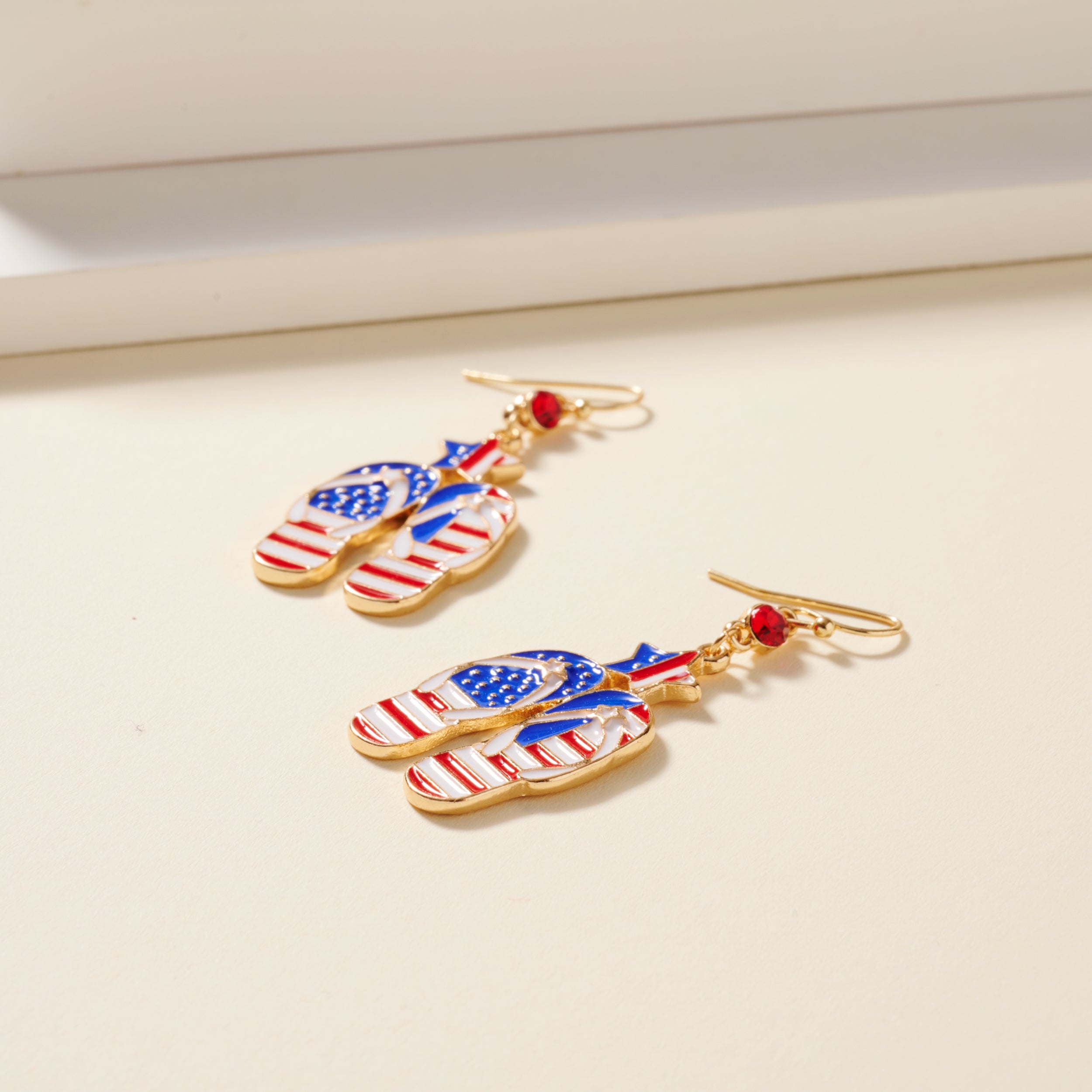 Patriotic USA Flag Flip Dangling Earrings