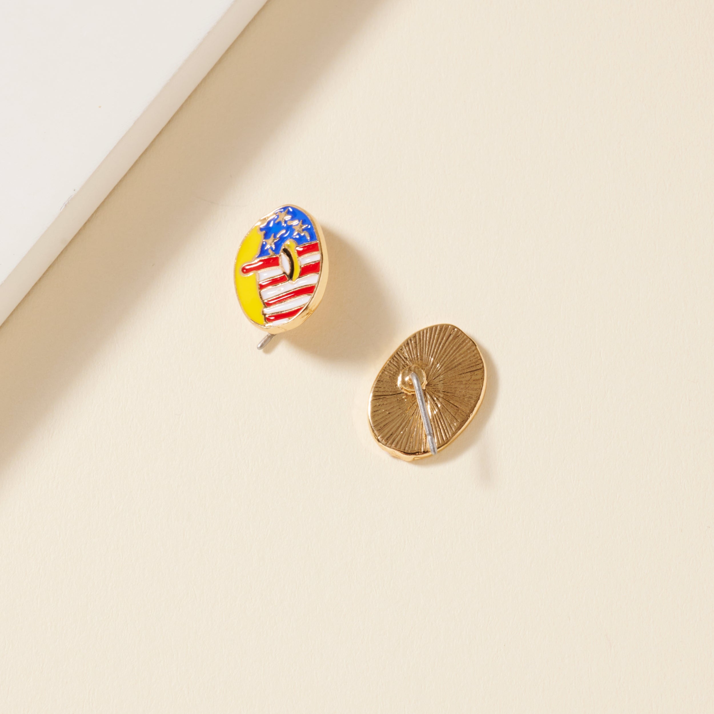 Playful USA Doughnut Enamel Stud Earrings