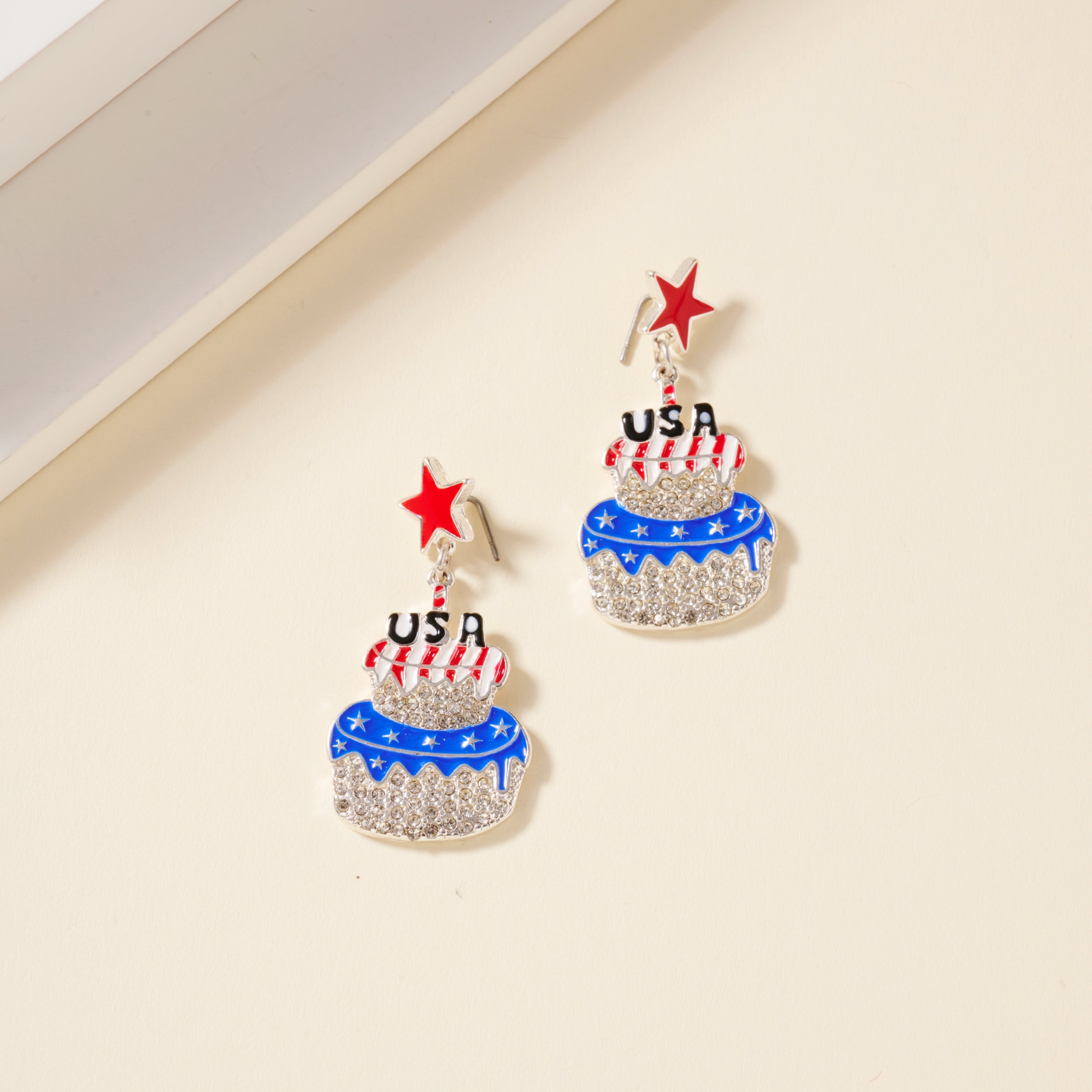 Playful USA Birthday Cake Stud Earrings