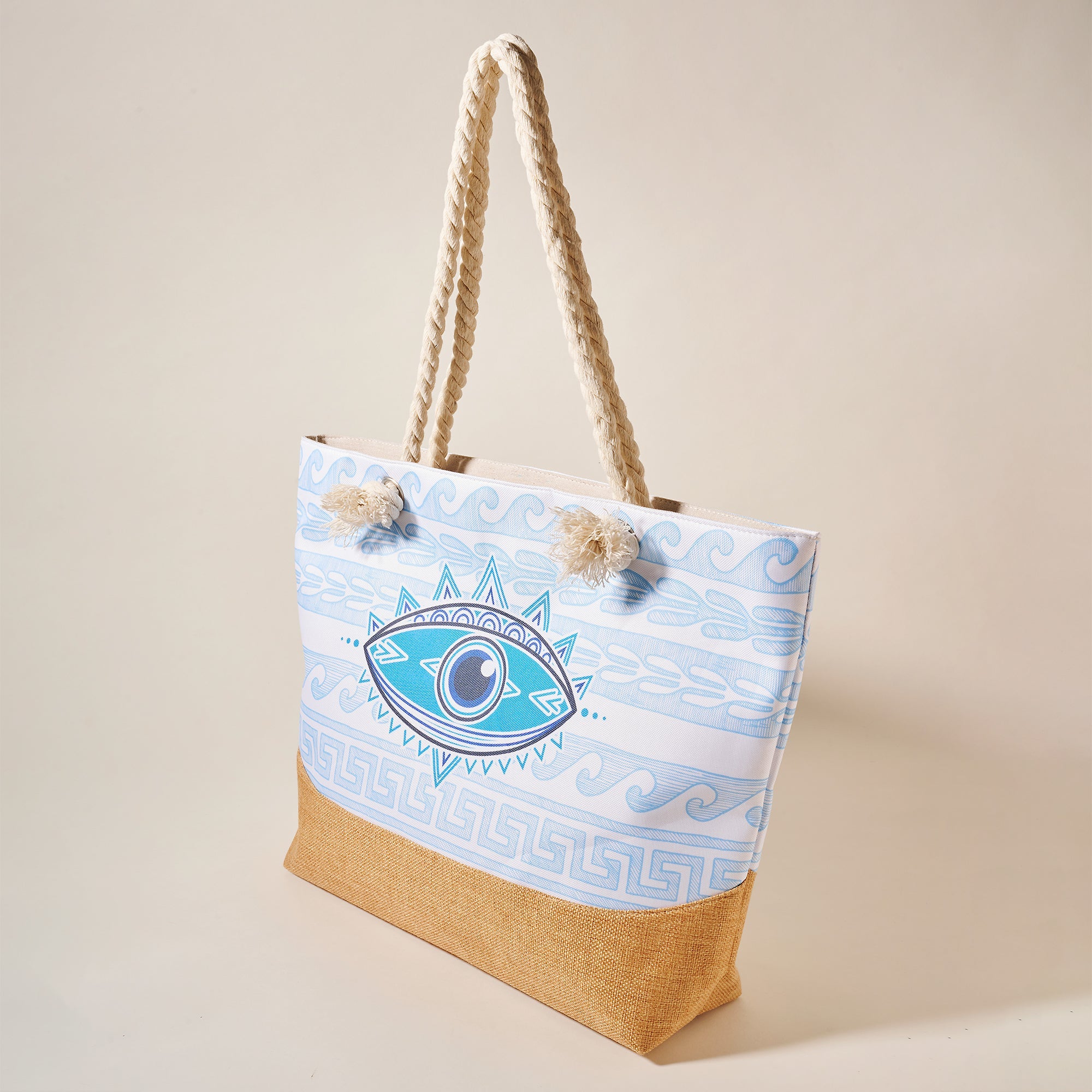 Artistic Wavy Eye Canvas Tote Bag