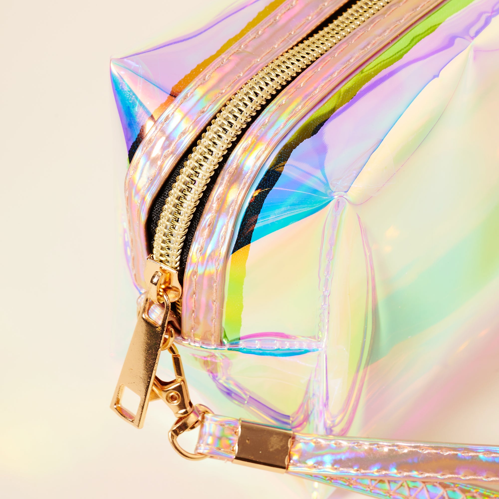 Sleek Rectangle Metallic Transparent Cosmetic Bag