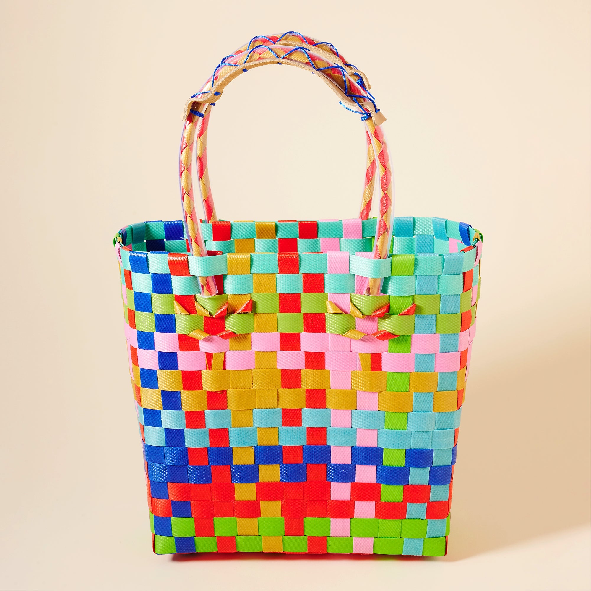 Stylish Handwoven Color Block Tote Bag