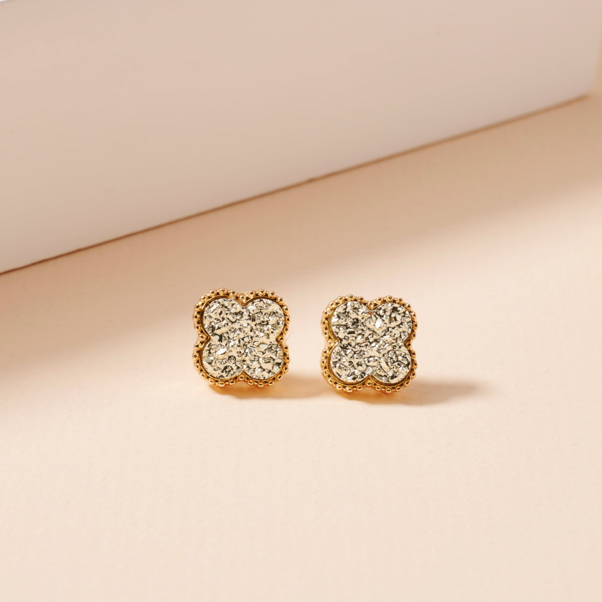 Mini Druzy Clover Stud Earrings