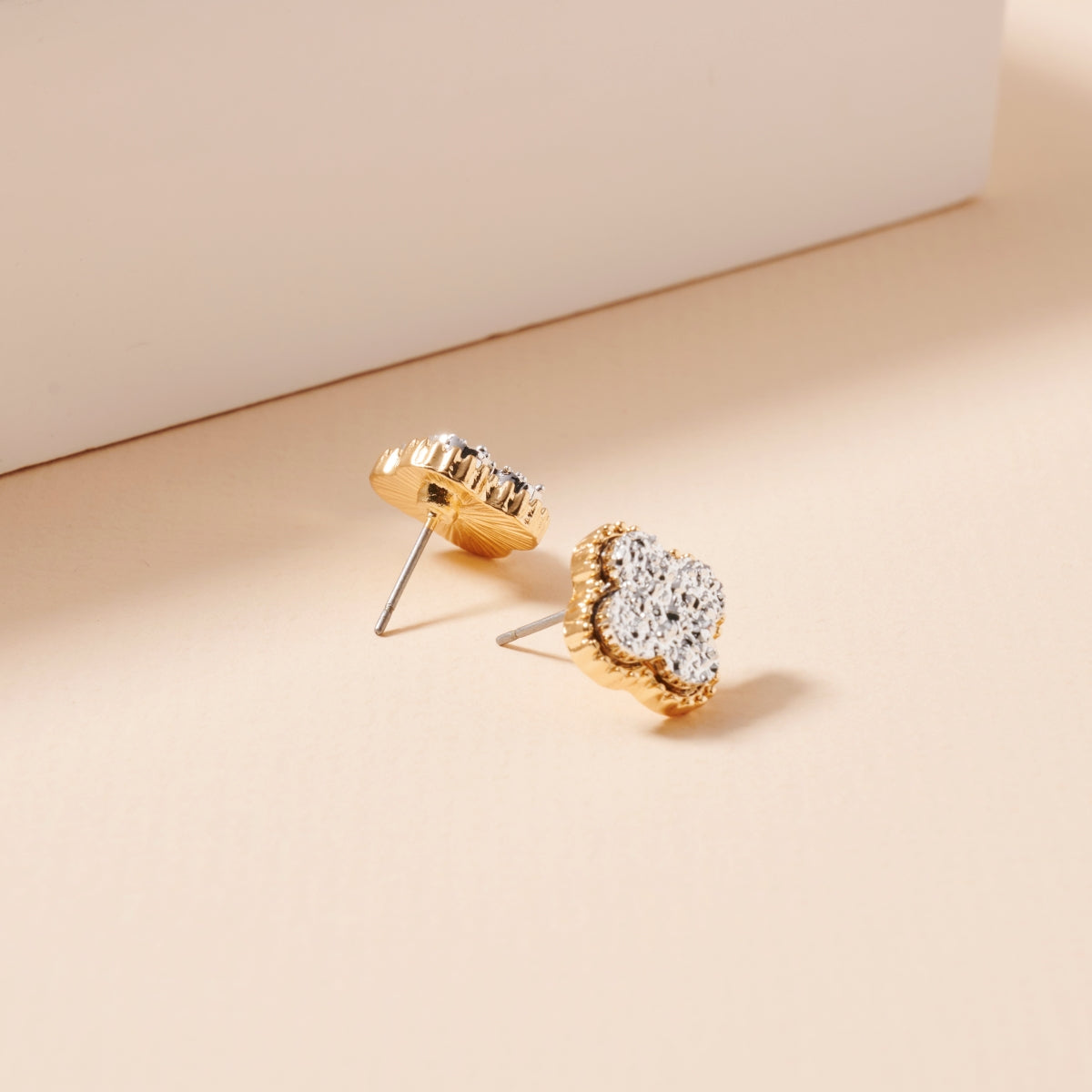Mini Druzy Clover Stud Earrings