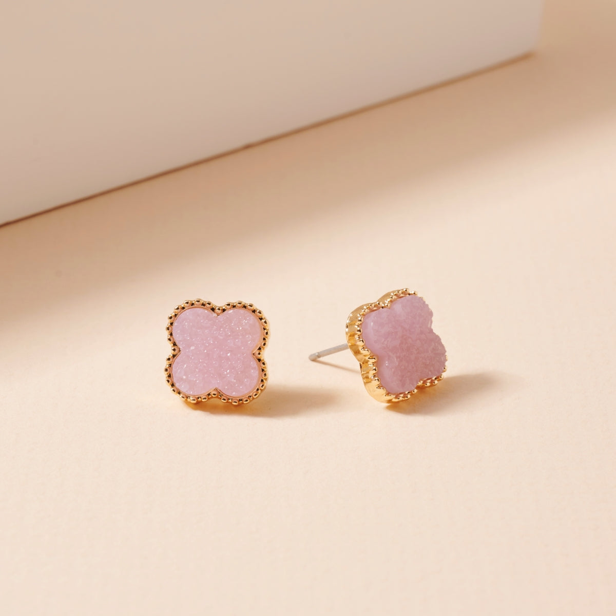 Mini Druzy Clover Stud Earrings