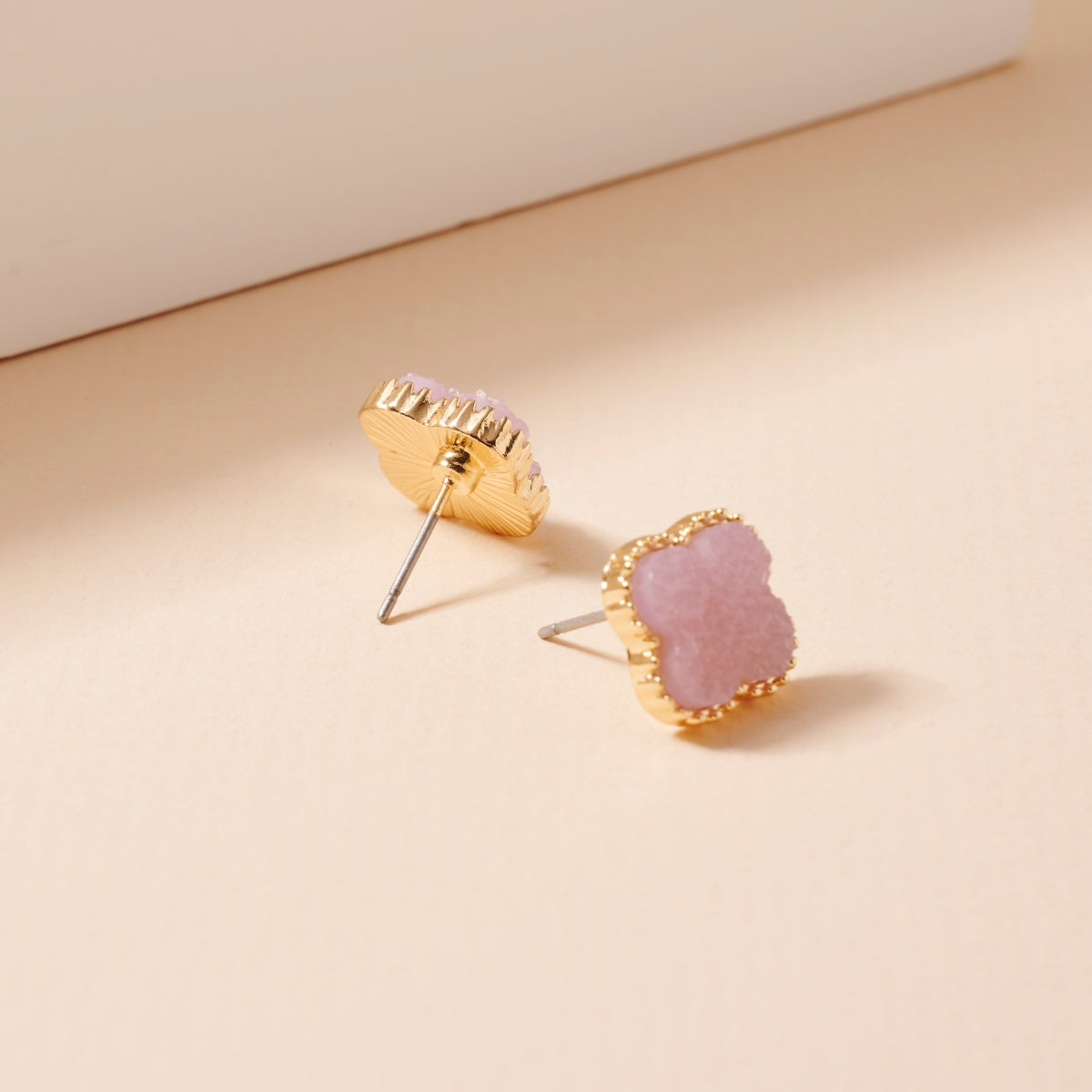 Mini Druzy Clover Stud Earrings