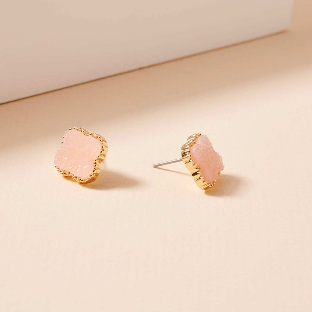 Mini Druzy Clover Stud Earrings