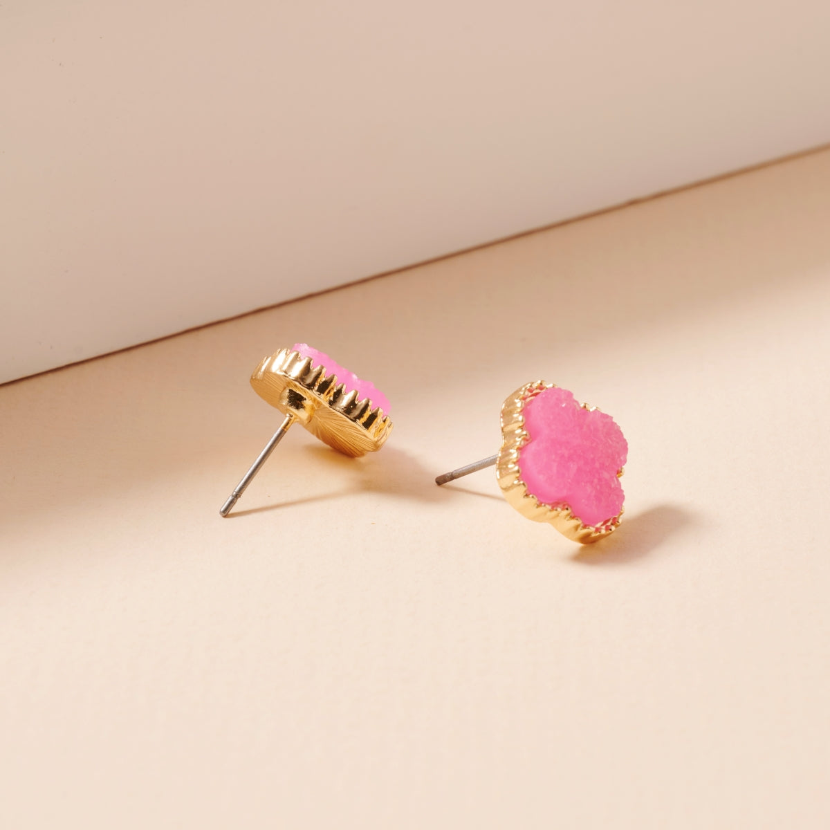 Mini Druzy Clover Stud Earrings