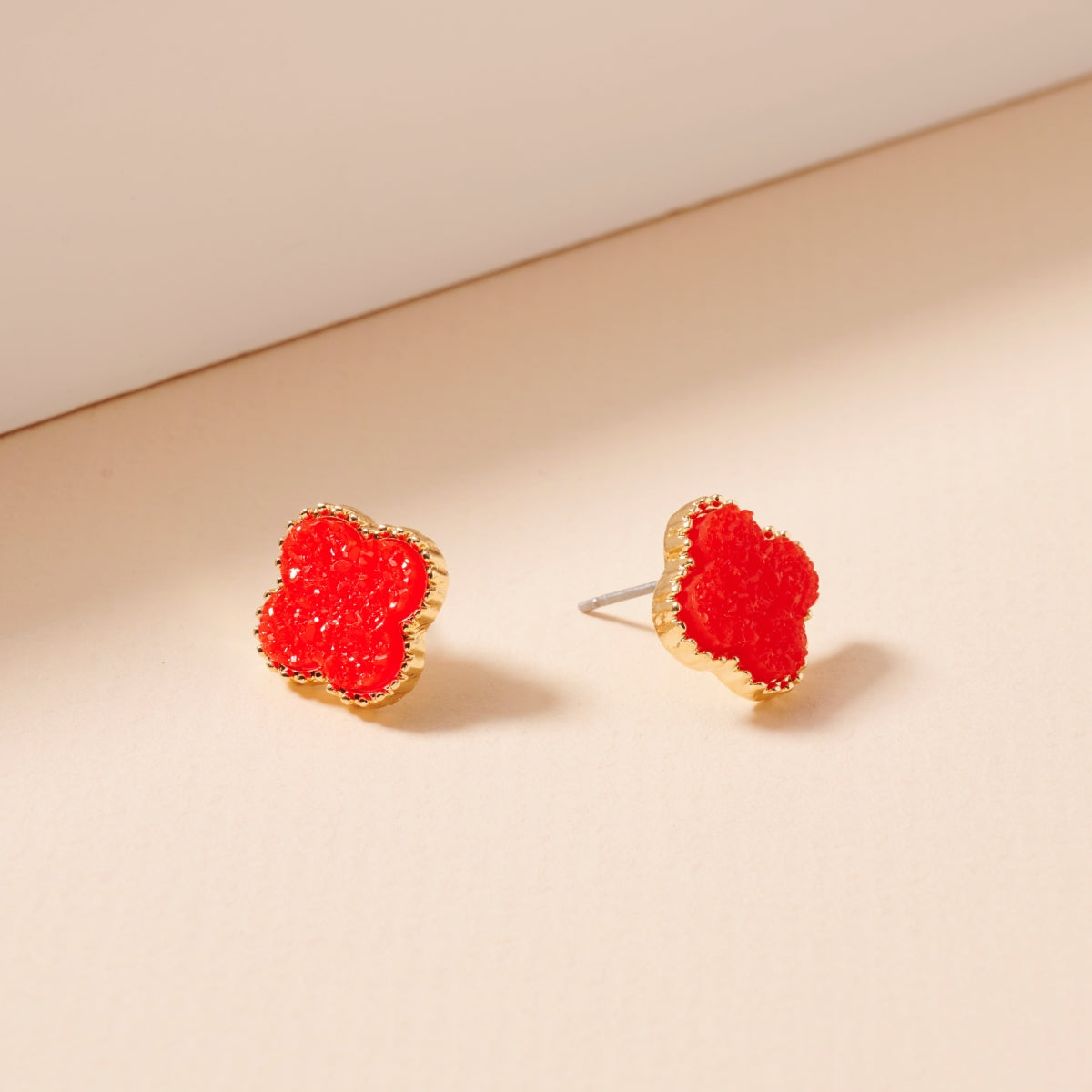 Mini Druzy Clover Stud Earrings