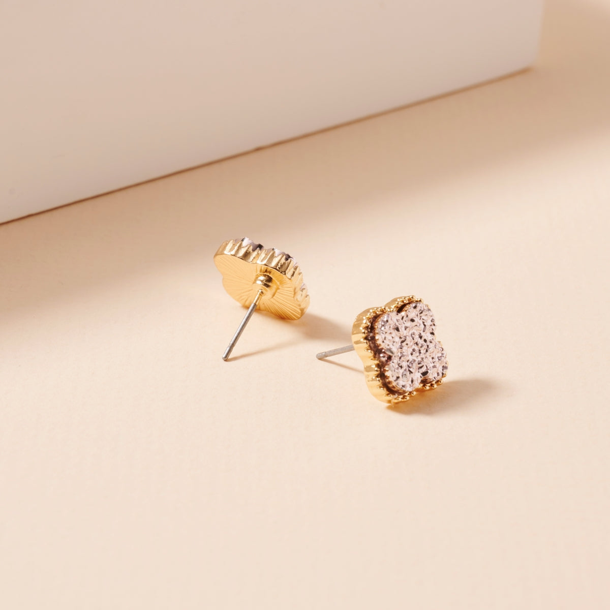 Mini Druzy Clover Stud Earrings