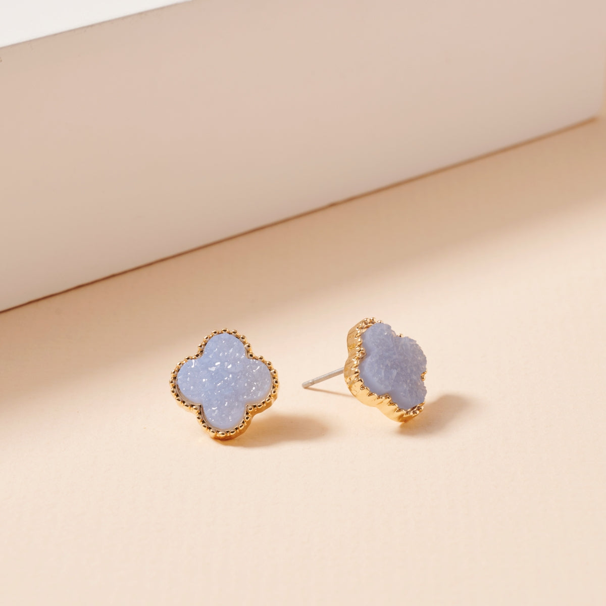Mini Druzy Clover Stud Earrings