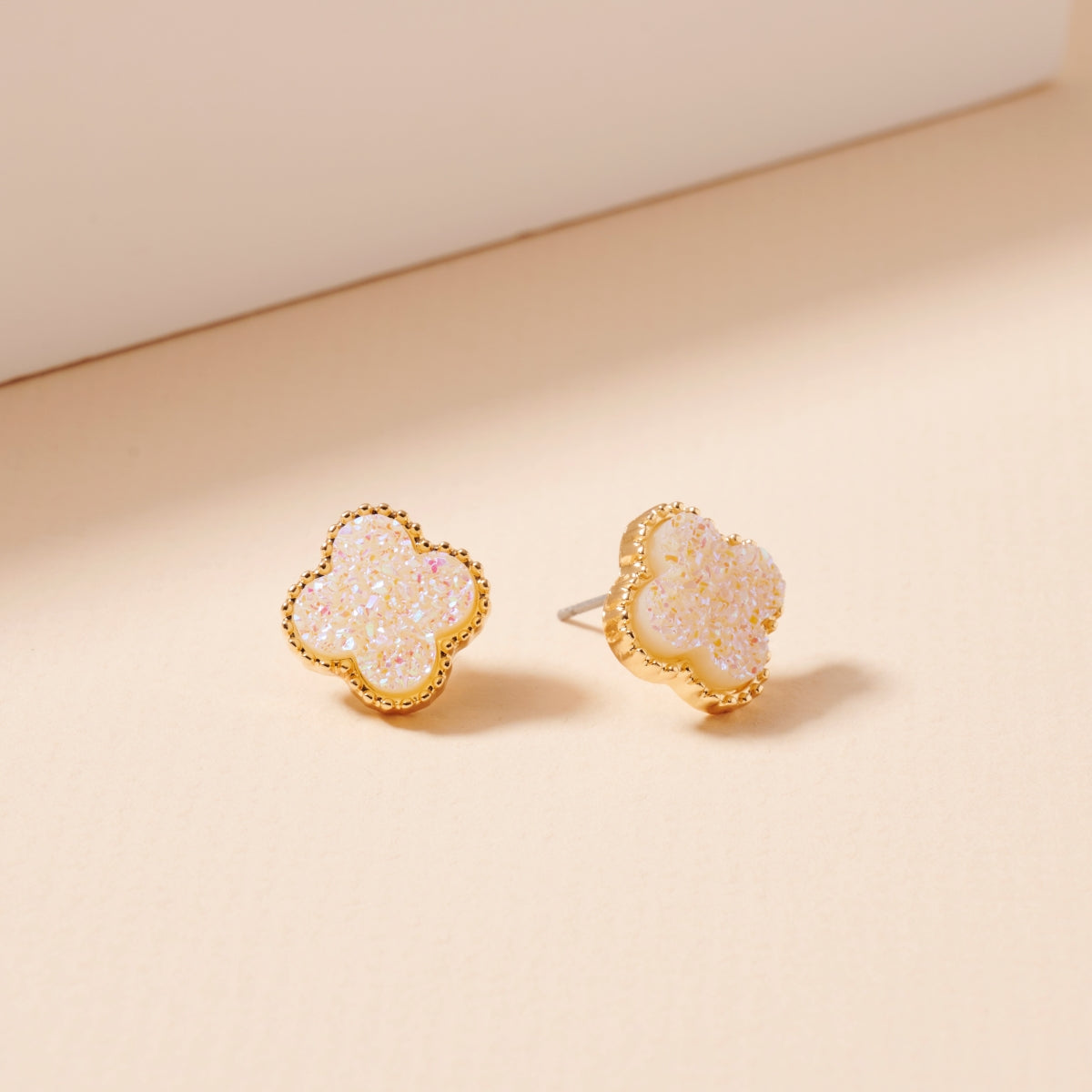 Mini Druzy Clover Stud Earrings