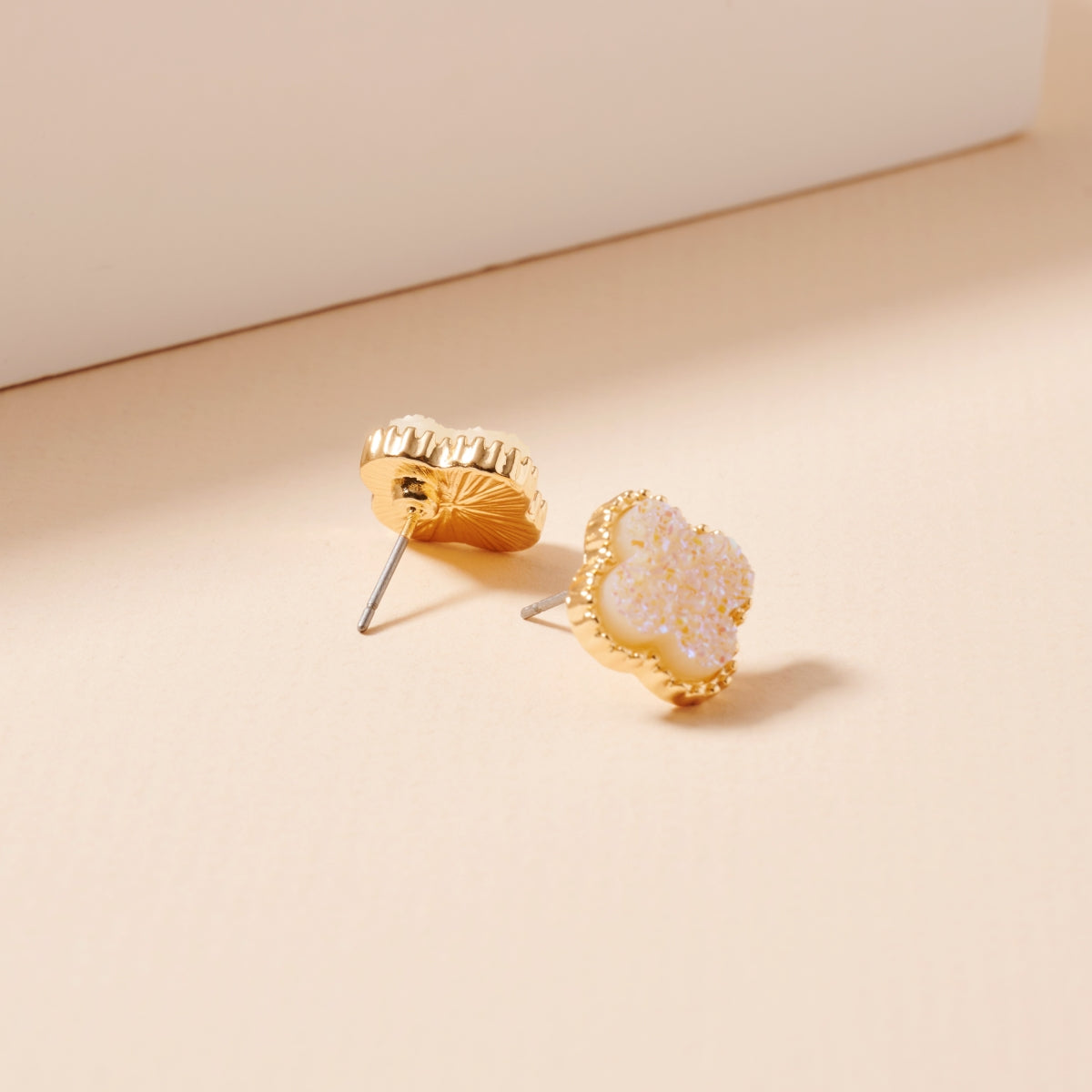 Mini Druzy Clover Stud Earrings