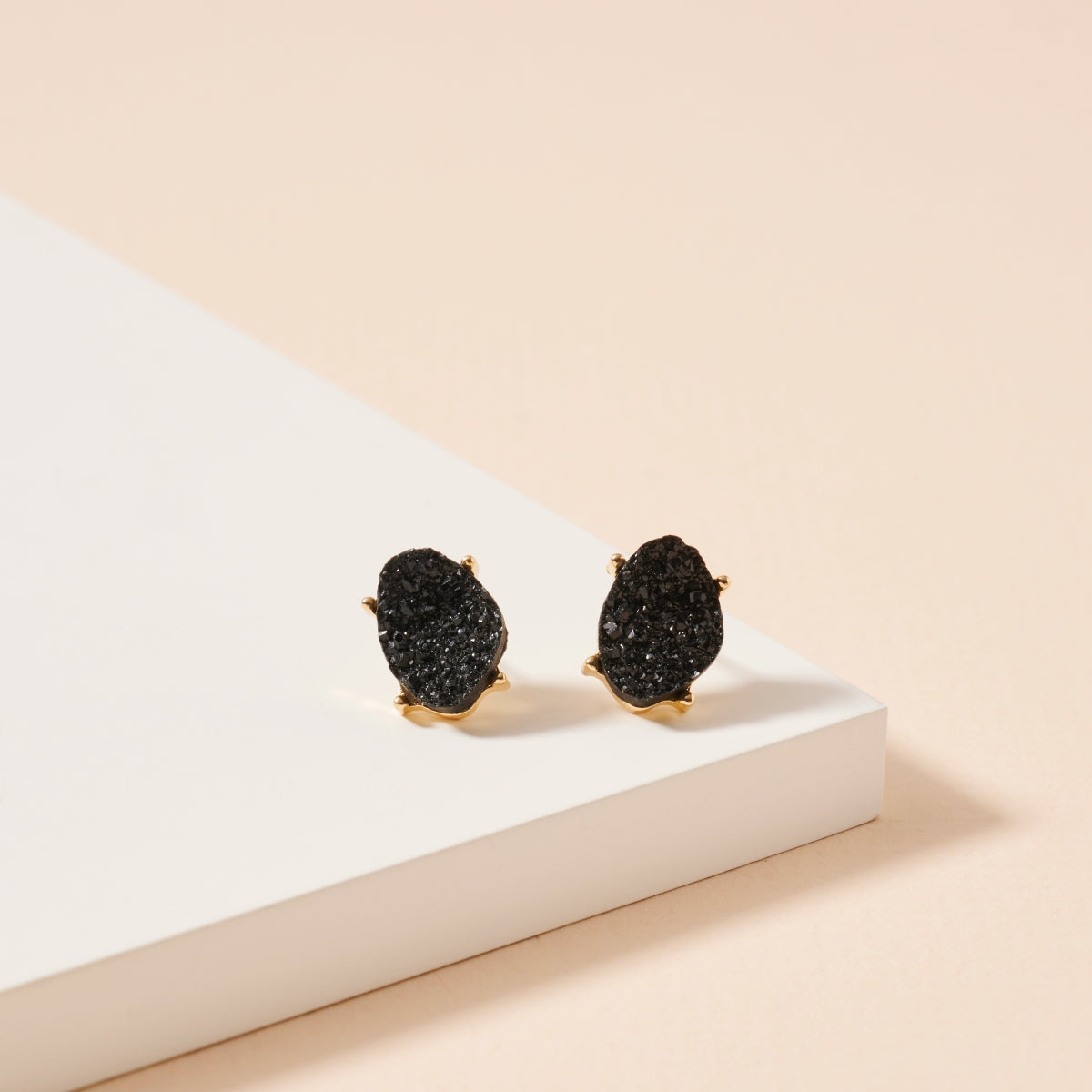 Organic Druzy Stone Stud Earrings