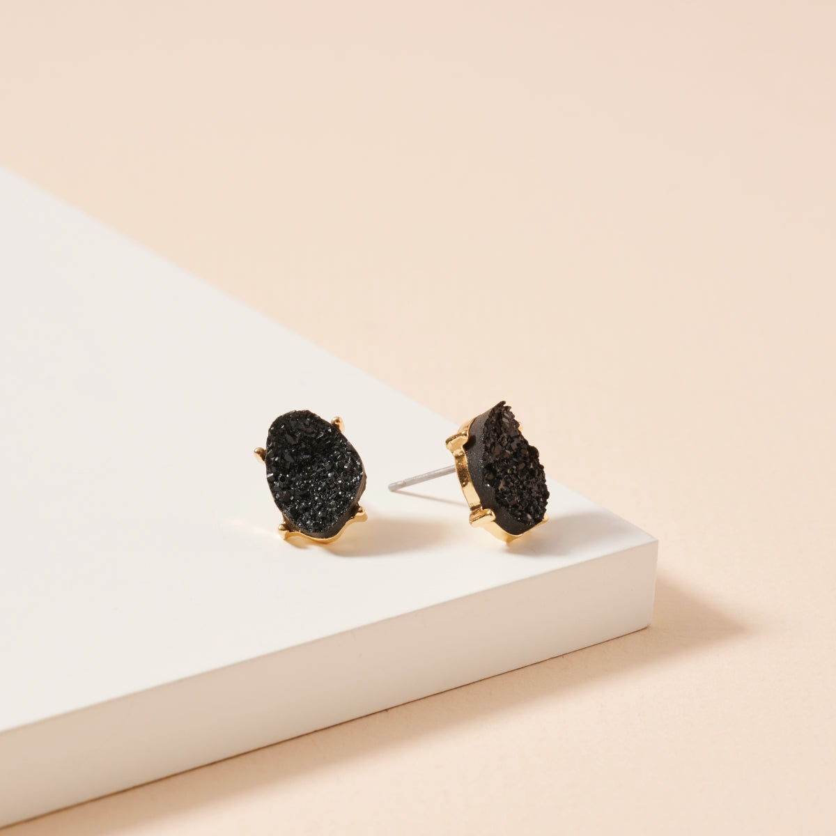 Organic Druzy Stone Stud Earrings
