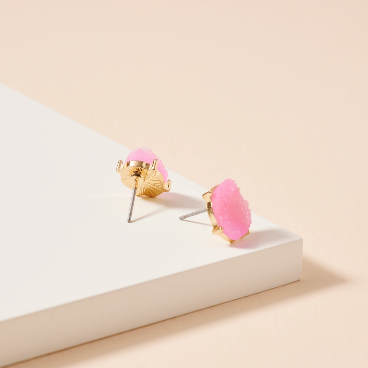 Organic Druzy Stone Stud Earrings