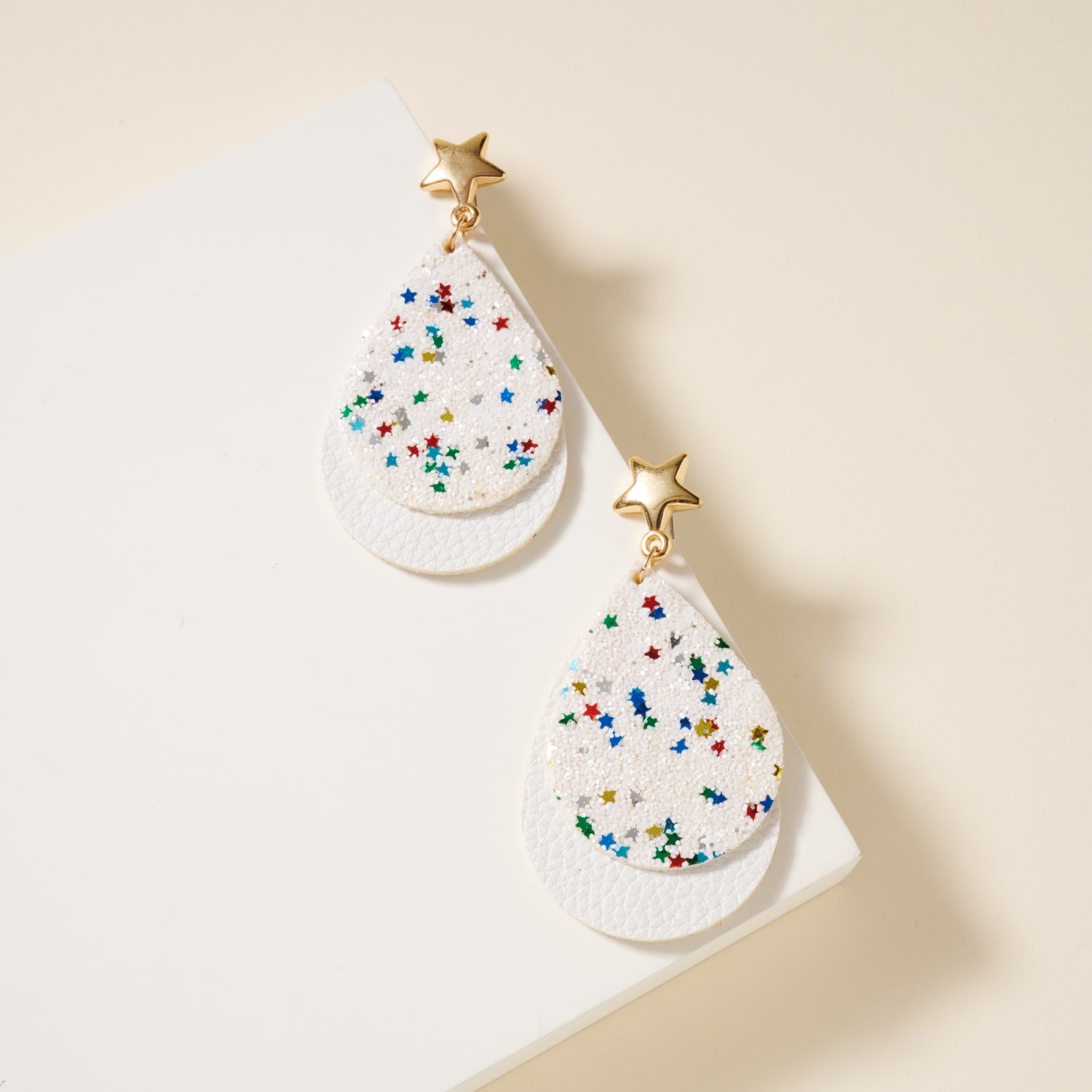 USA Stars Tear Drop Dangling Earrings