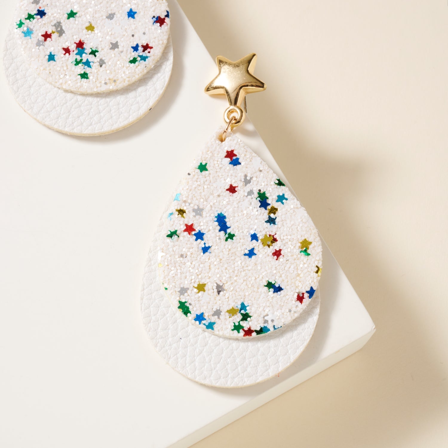 USA Stars Tear Drop Dangling Earrings