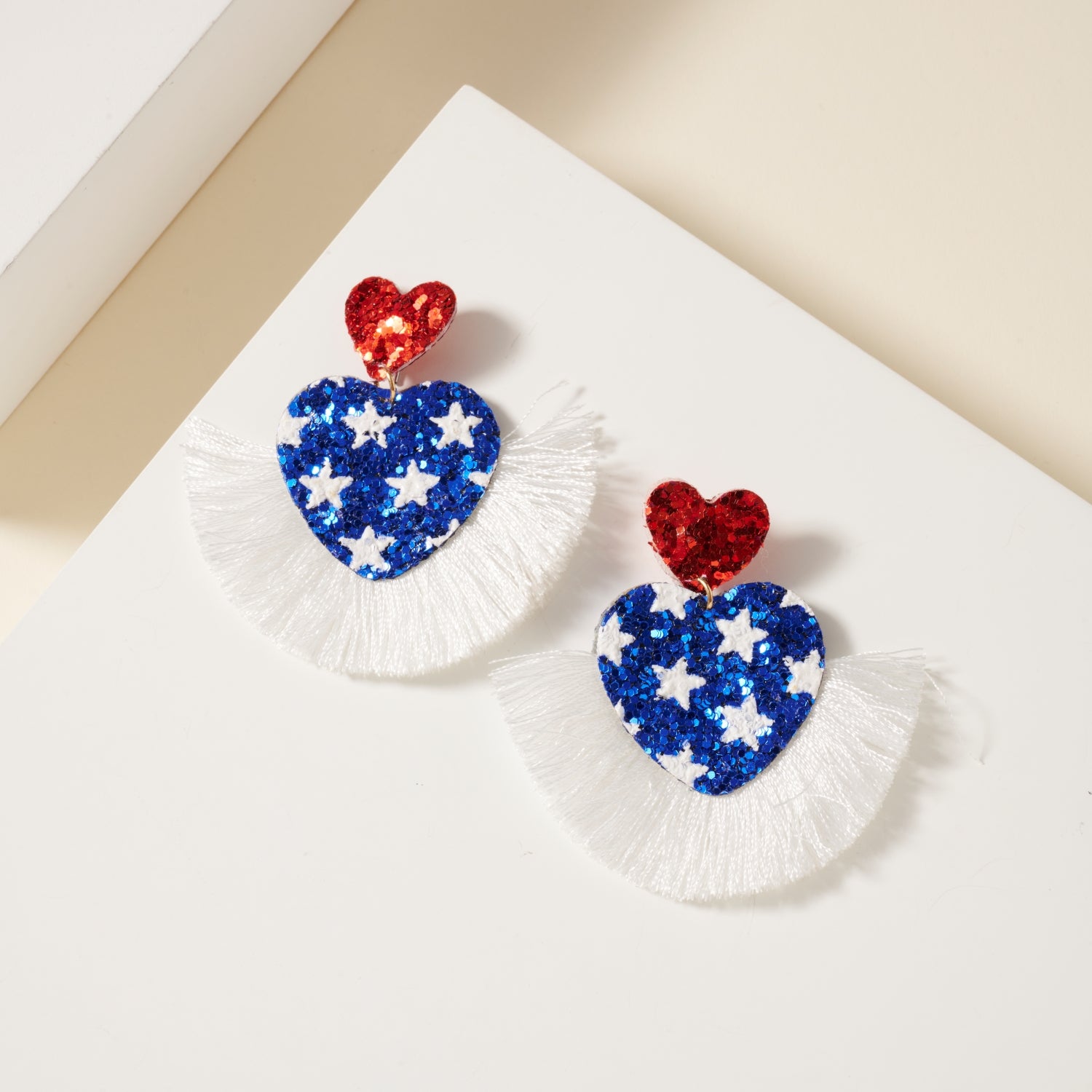 USA Heart Fringe Earrings