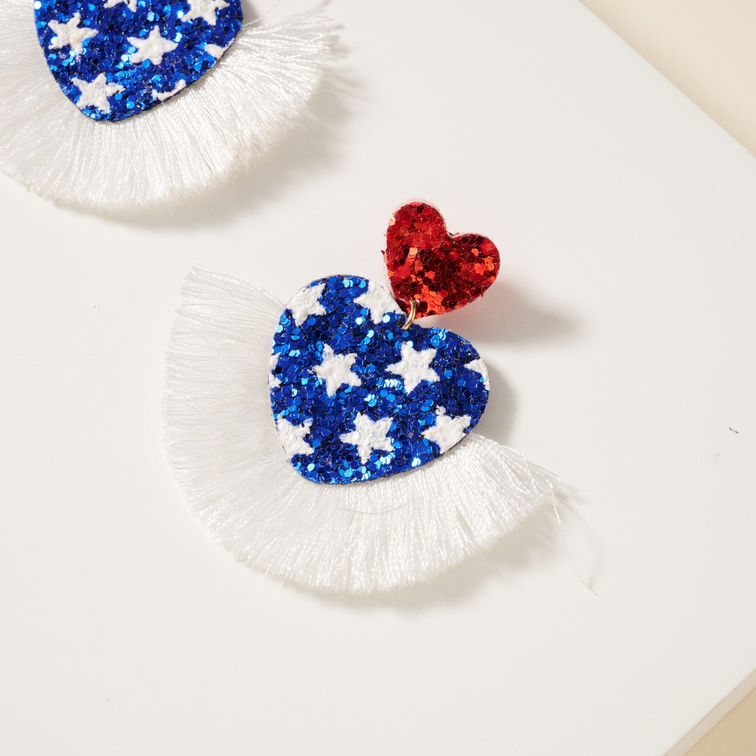 USA Heart Fringe Earrings