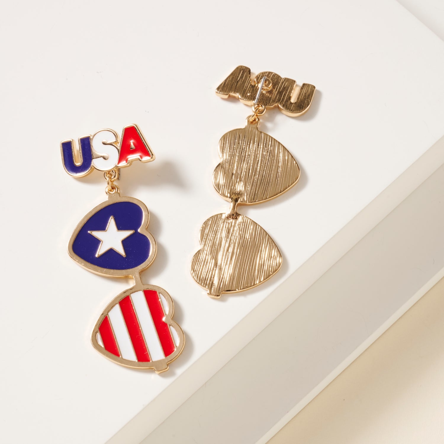 USA Heart Shape Dangling Earrings