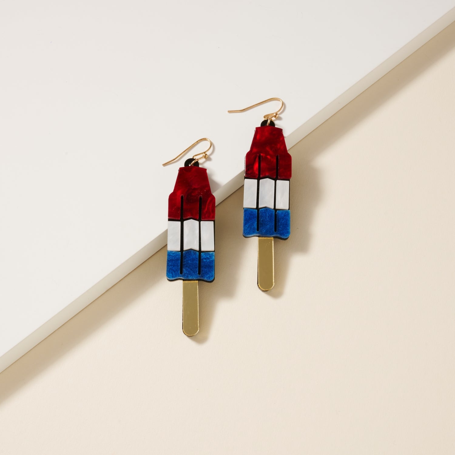 Resin Earrings with USA Ice Cream Design