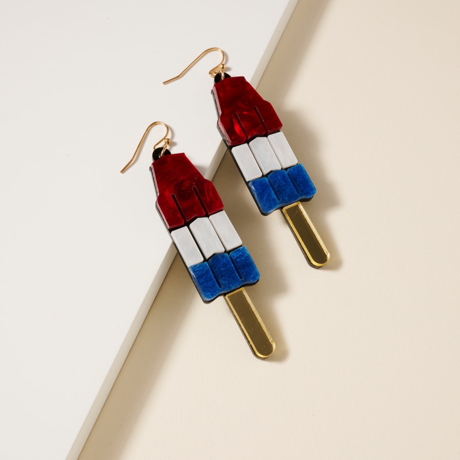 Resin Earrings with USA Ice Cream Design