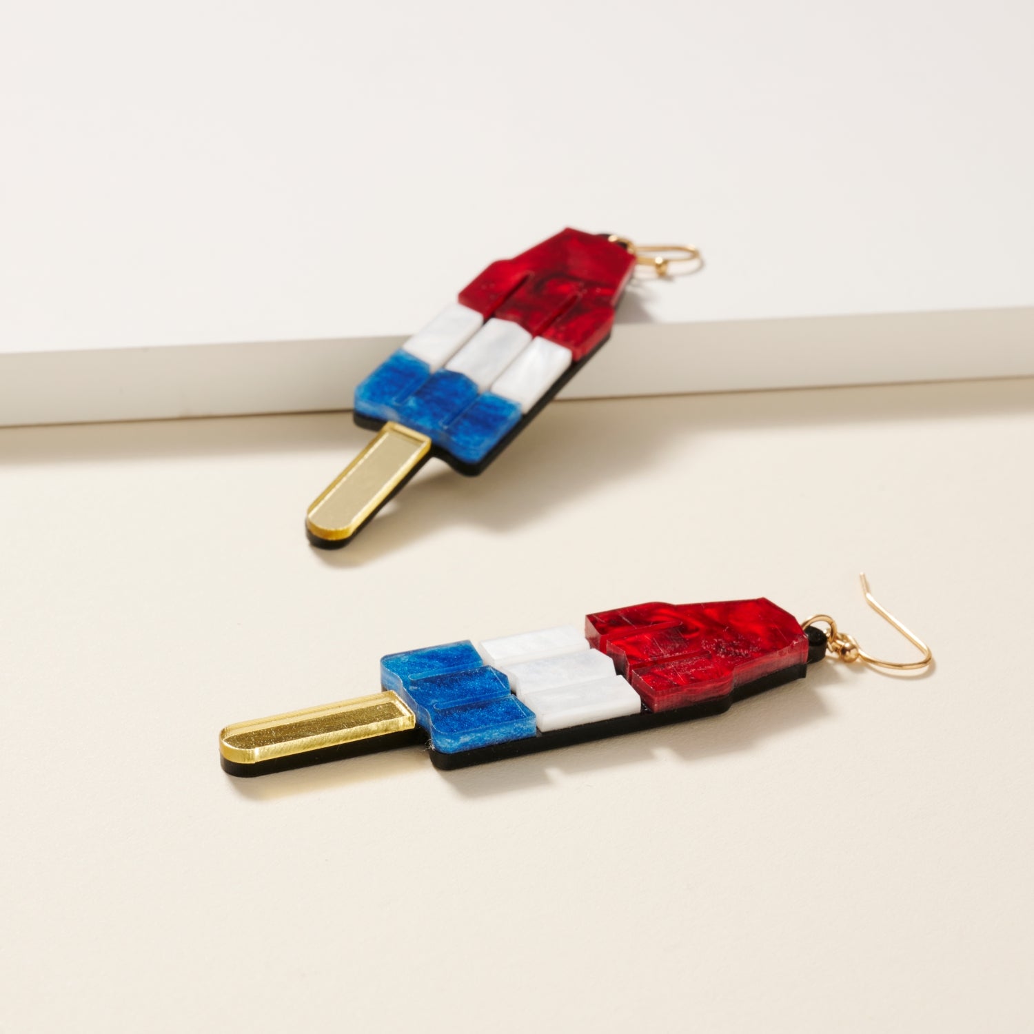 Resin Earrings with USA Ice Cream Design