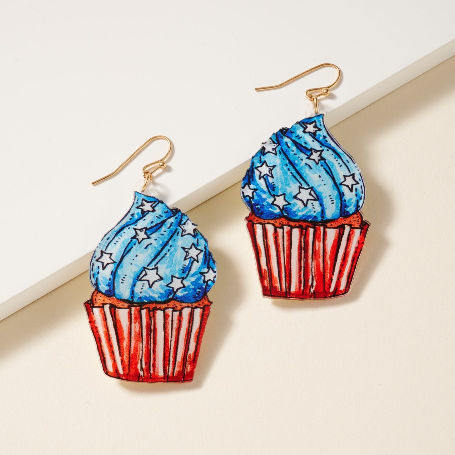 Dangle Earrings with USA Cupcake Design