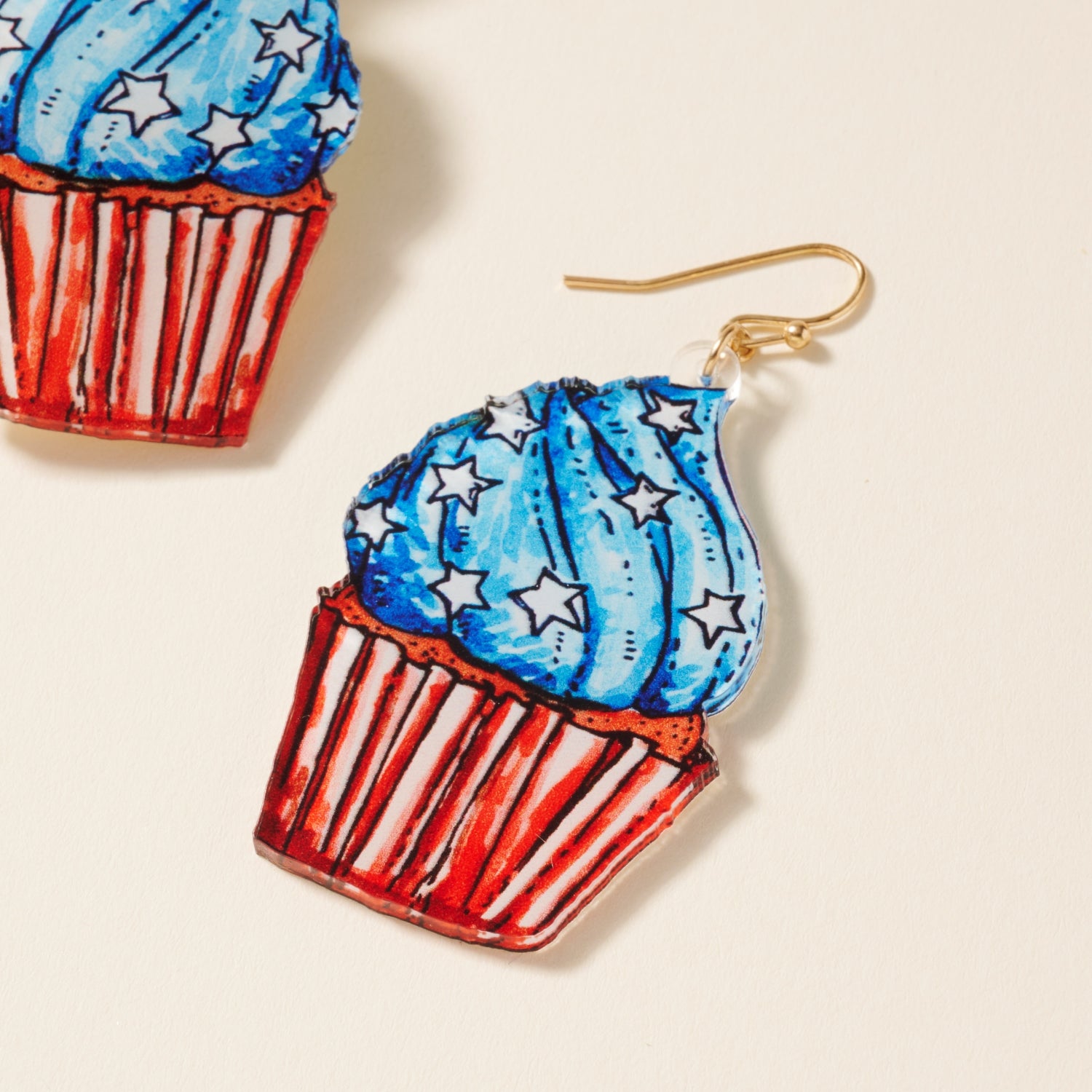 Dangle Earrings with USA Cupcake Design