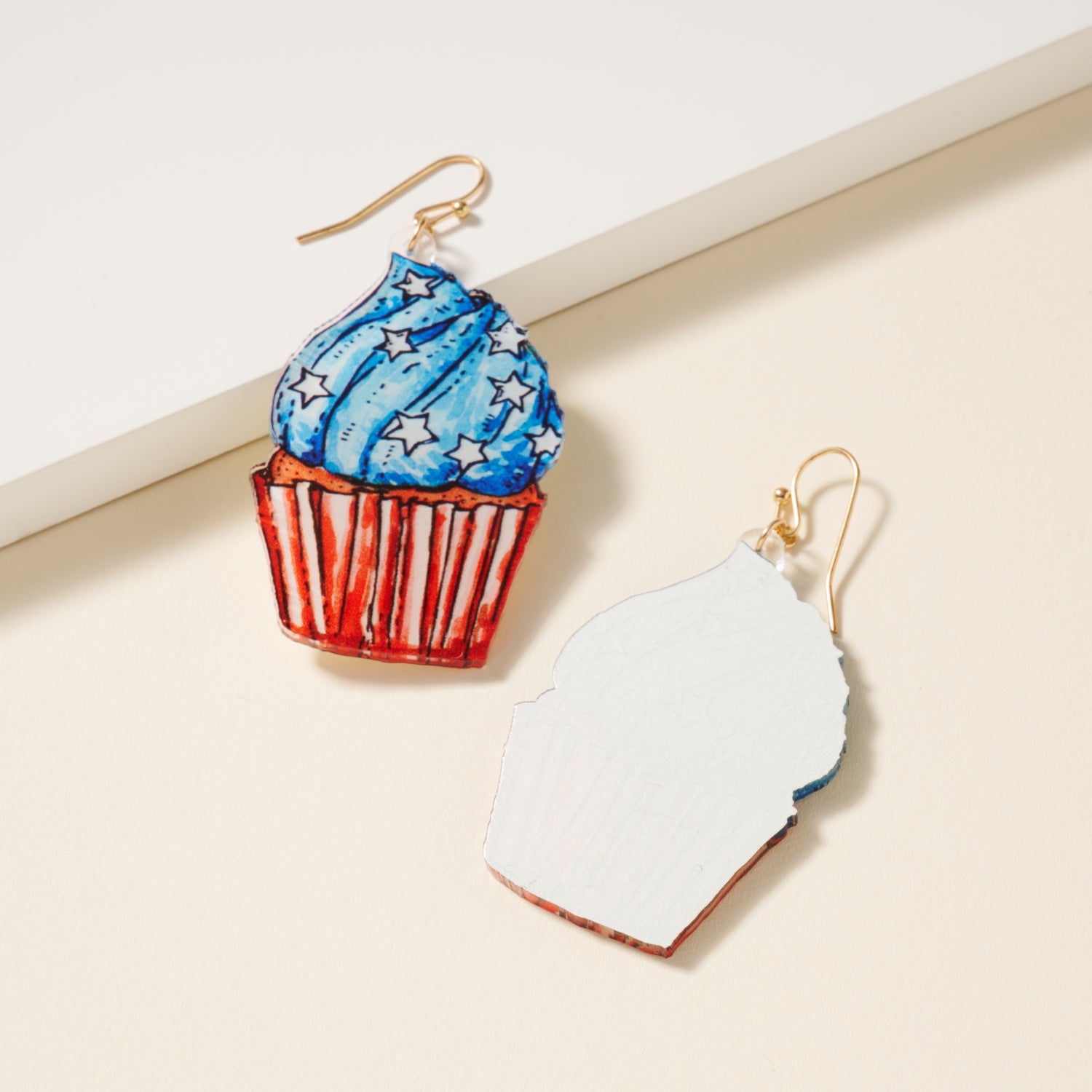 Dangle Earrings with USA Cupcake Design