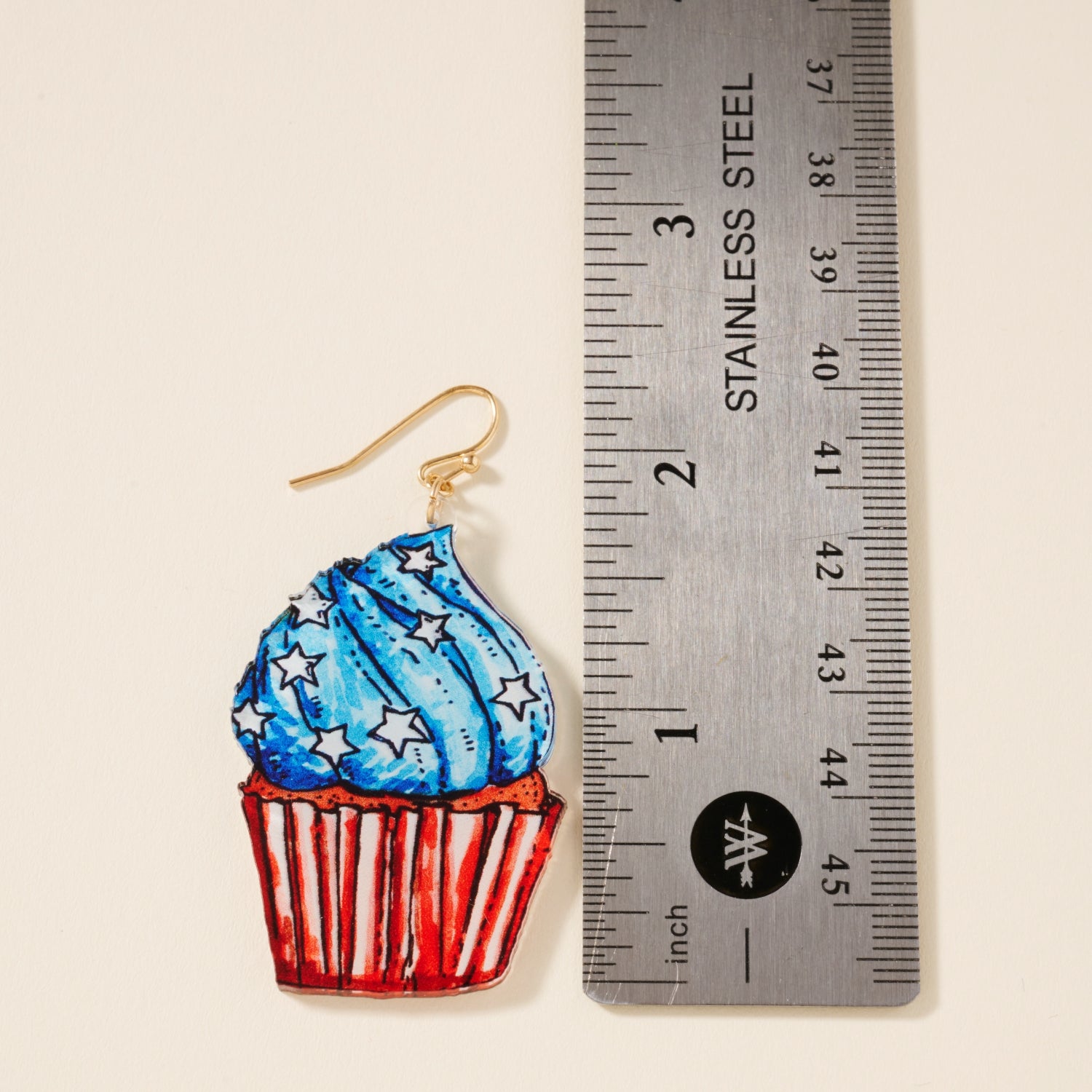 Dangle Earrings with USA Cupcake Design