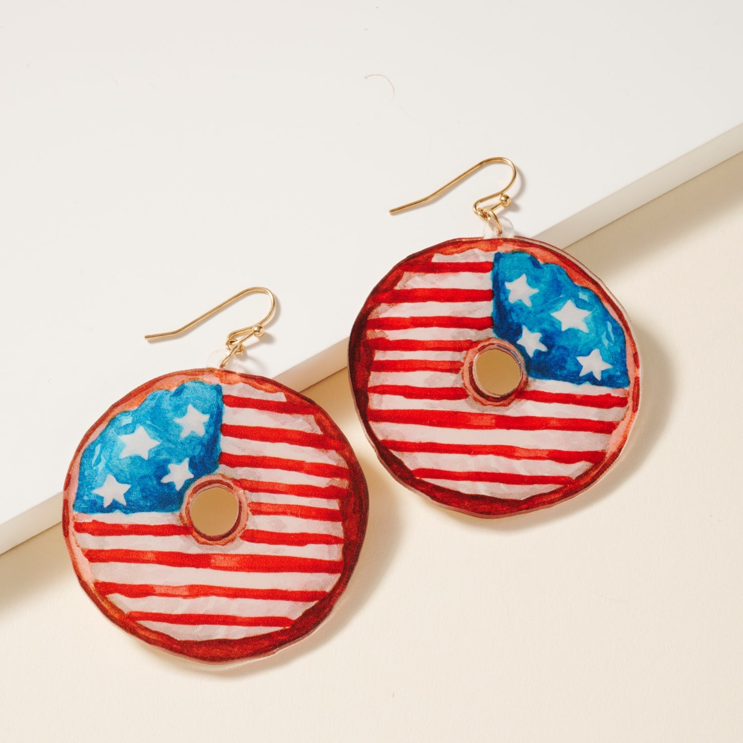 Earrings with USA Doughnut Design