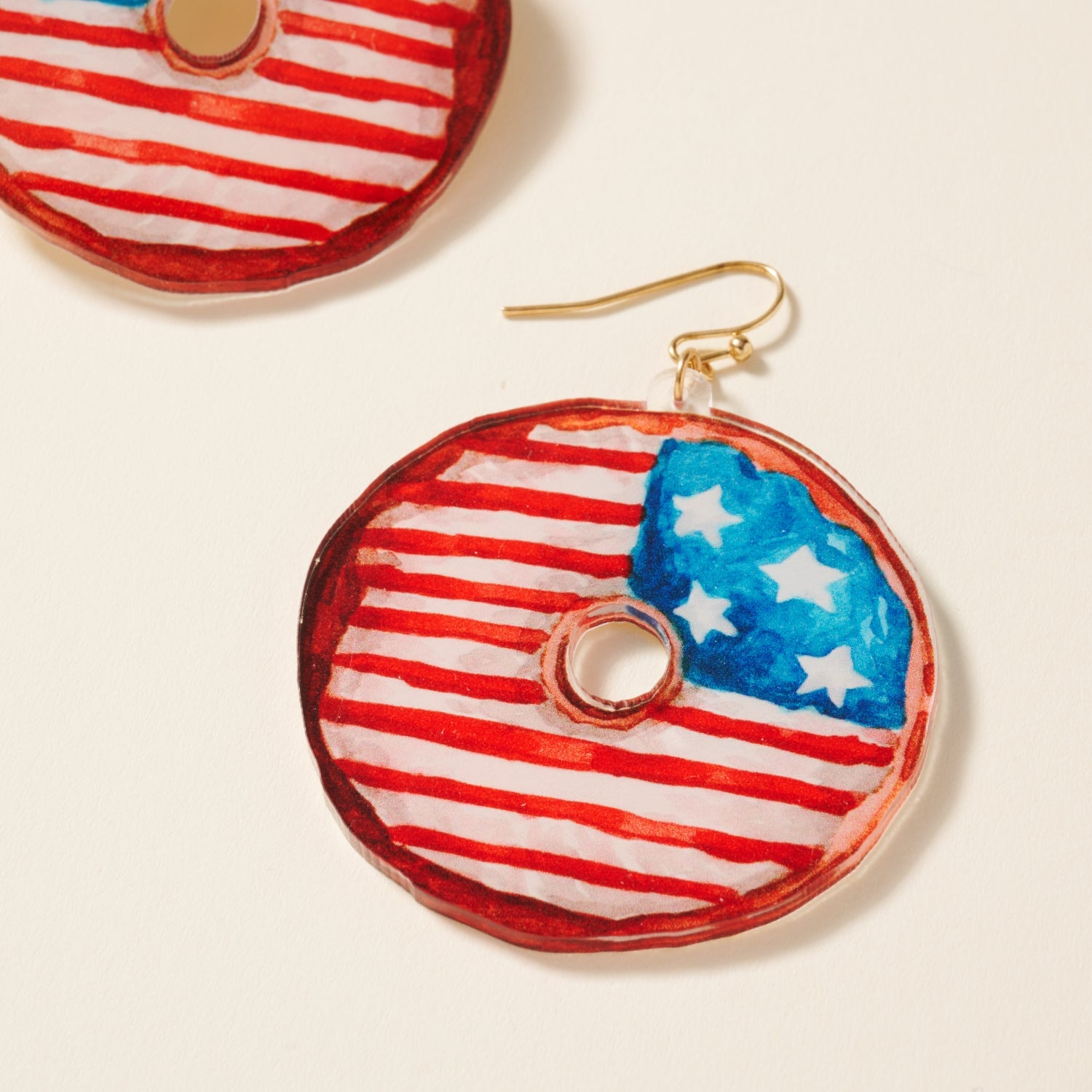 Earrings with USA Doughnut Design