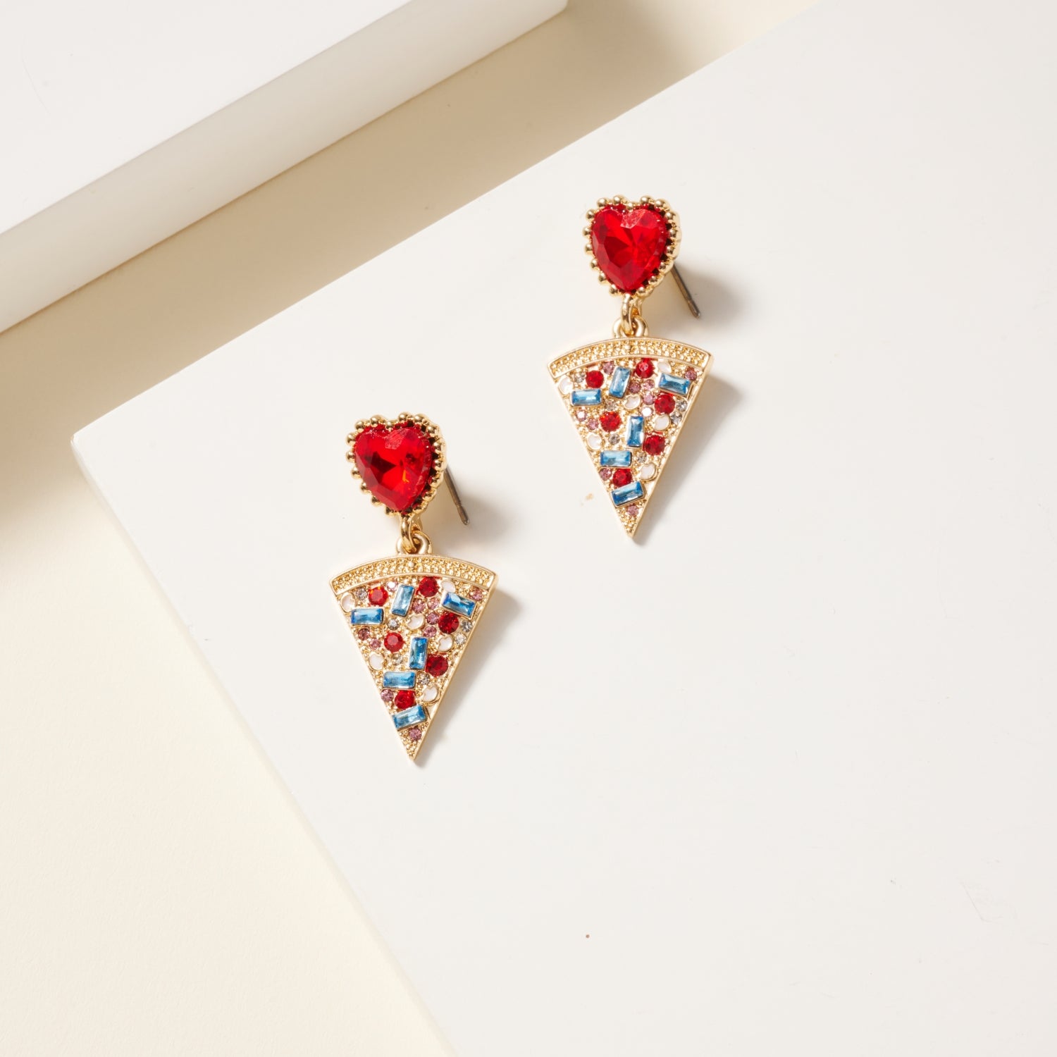 Earrings with USA Pizza Slice Design