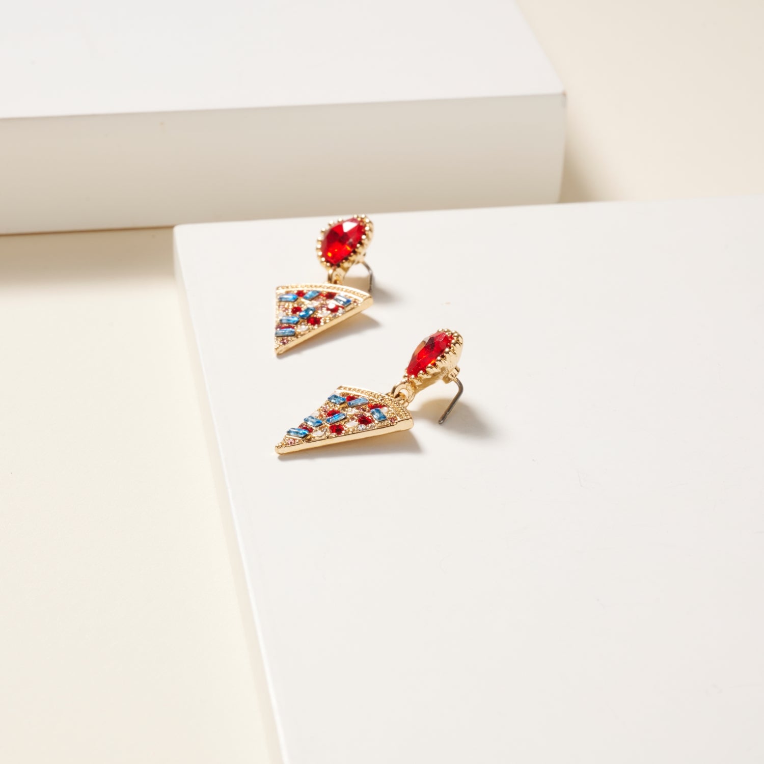 Earrings with USA Pizza Slice Design
