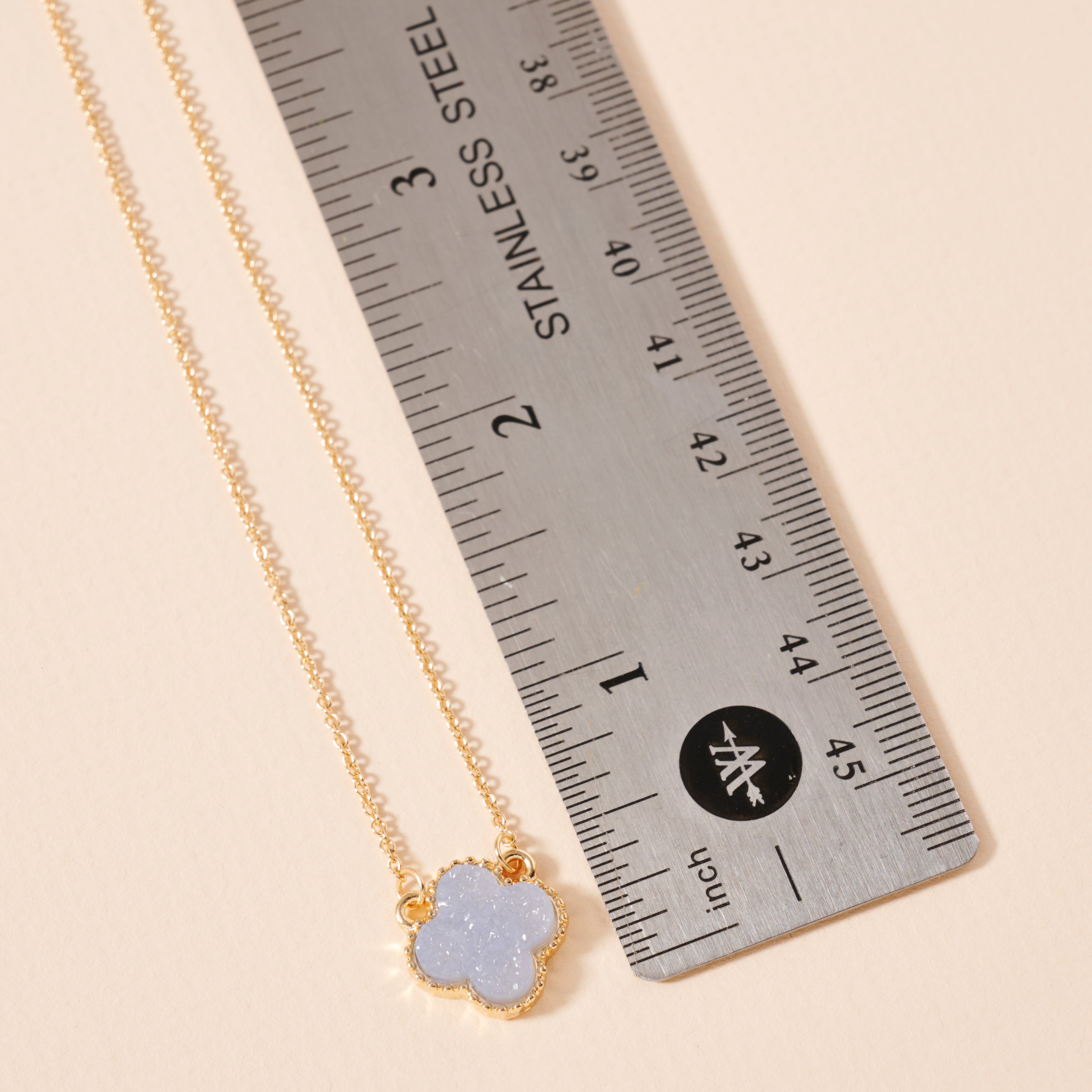 Gold Chain Necklace with Druzy Floral Charm