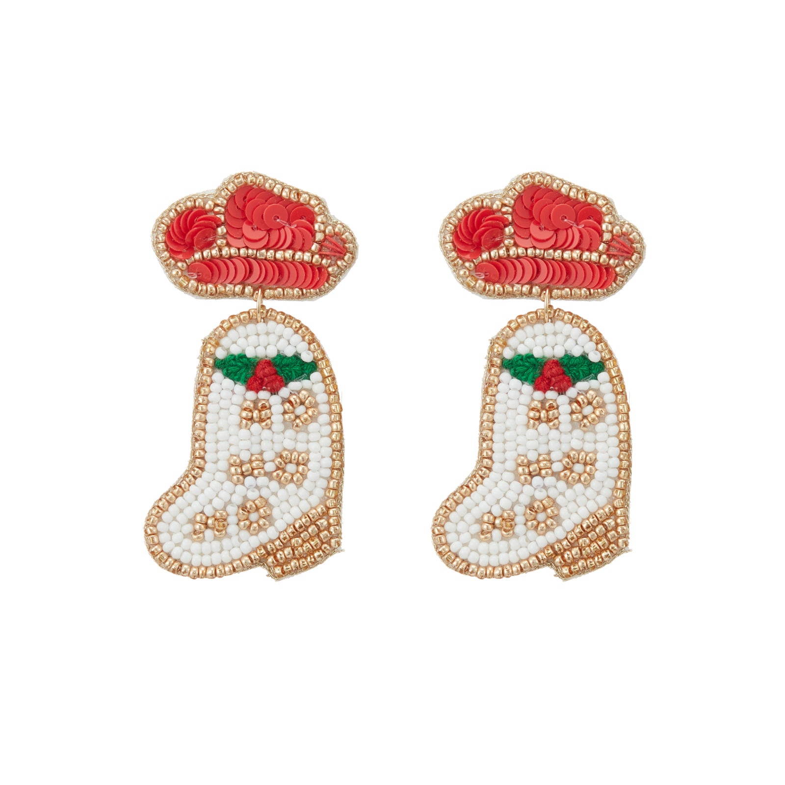 Christmas Cowgirl Seed Beads Earrings - Frem