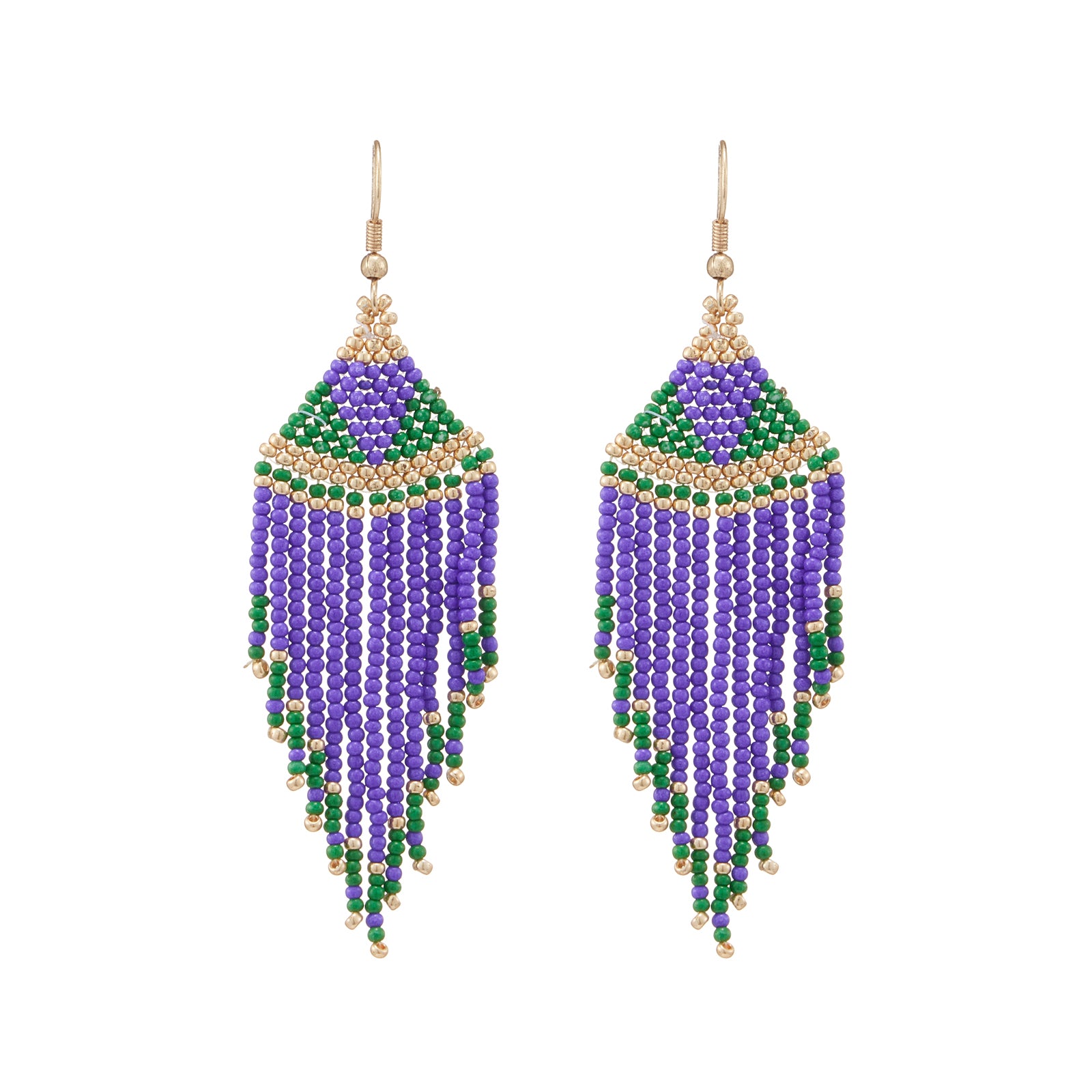 Mardi Gras Seed Beads Tassel Earring - Frem