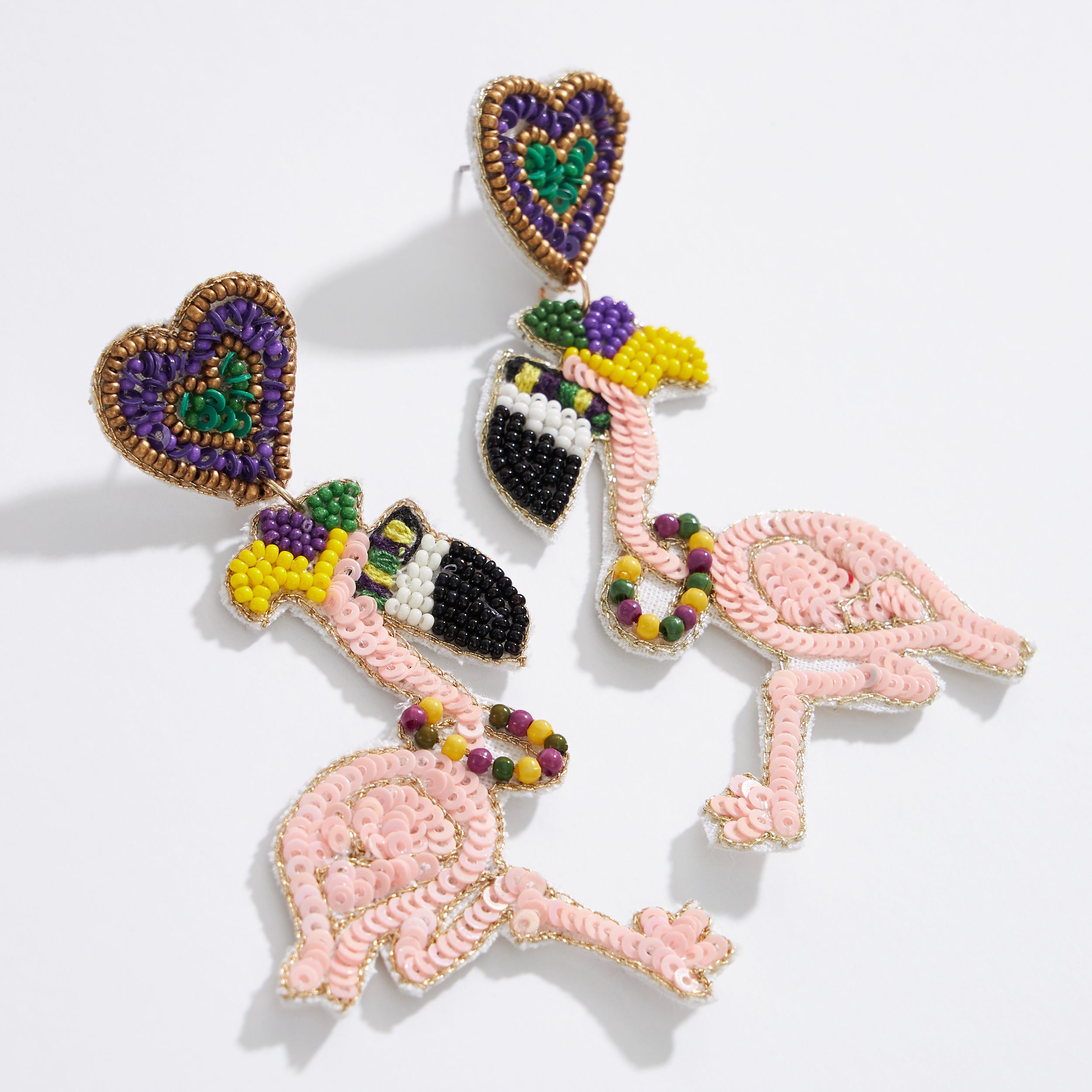 Mardi Gras Flamingo Seed Beads Earring - Frem