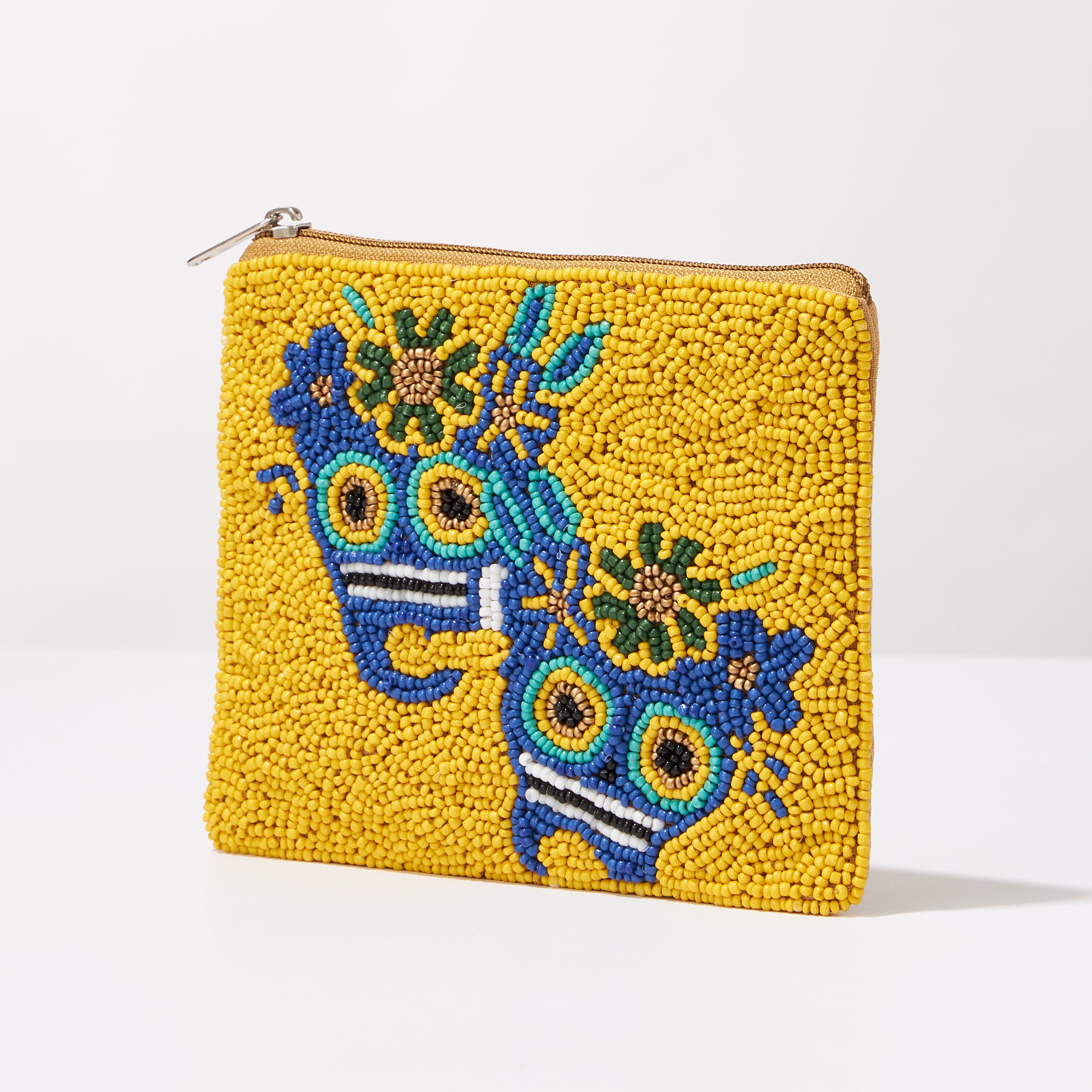 Mardi Gras Seed Beads Canvas Pouch - Frem