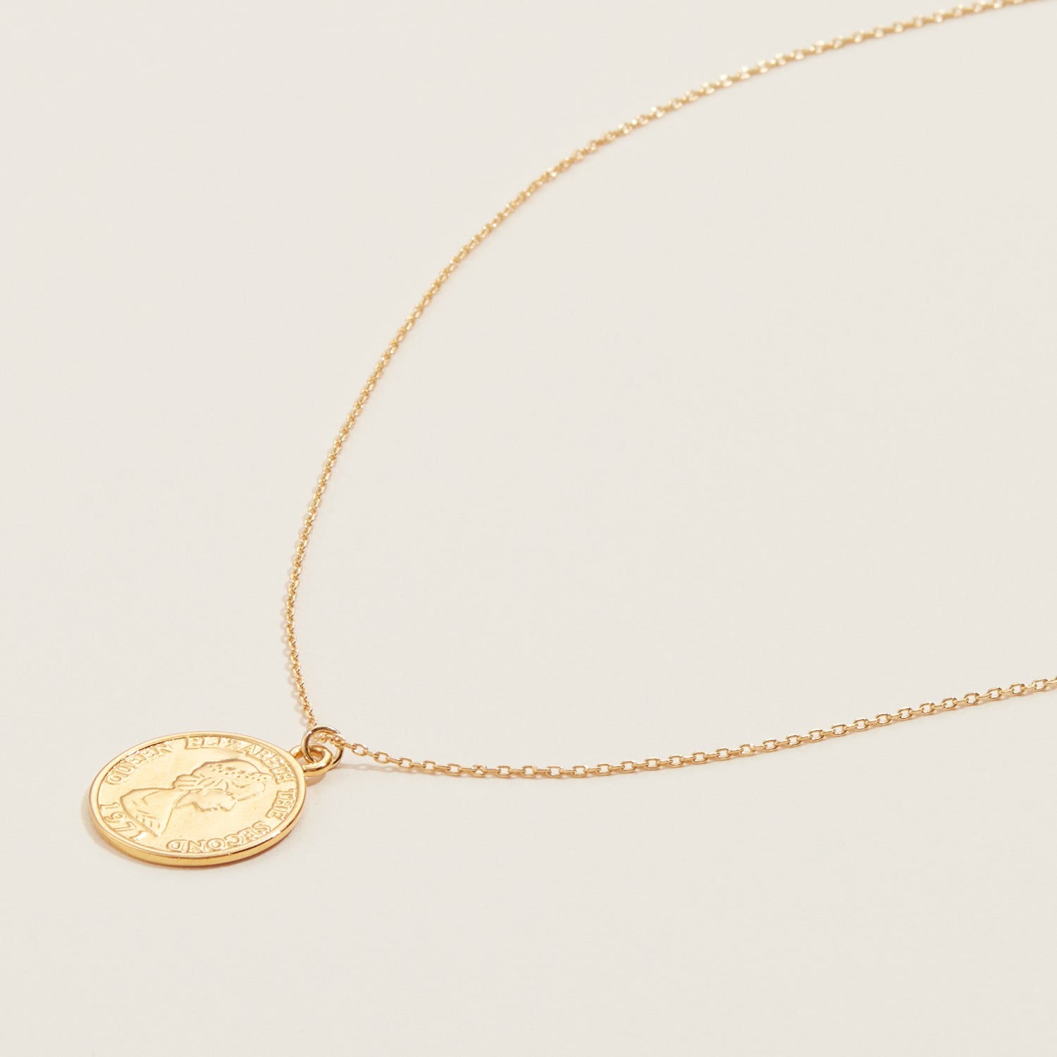 Gold Dipped Double Sided Coin Pendant Necklace - Frem
