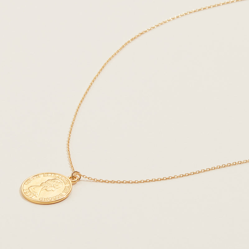 Gold Chain Necklace with Coin Pendant